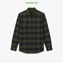 Erkek Slim Fit Ekose Yeşil Gömlek Yeşil