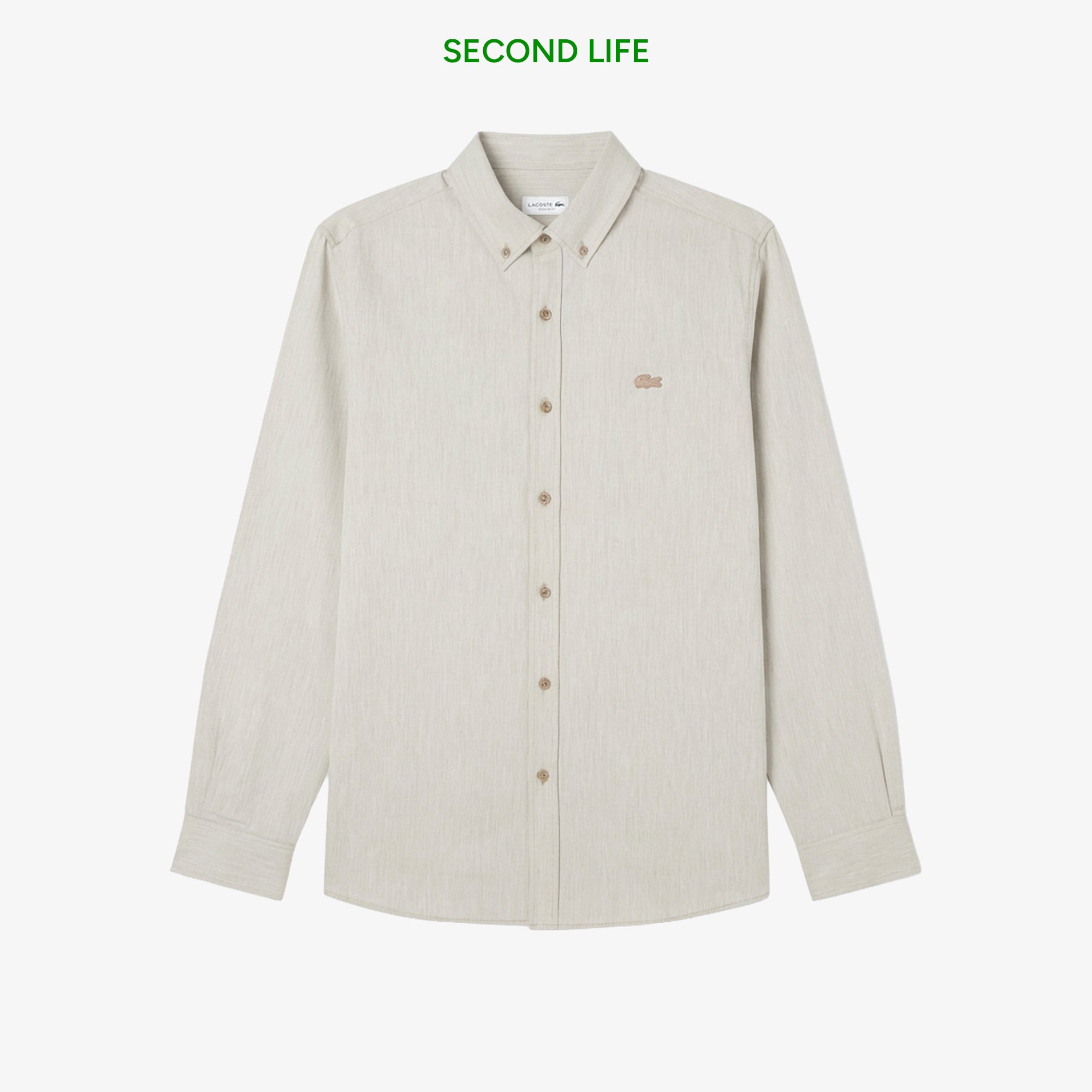 Lacoste İkinci El Erkek Regular Fit Düğmeli Yaka Bej Gömlek