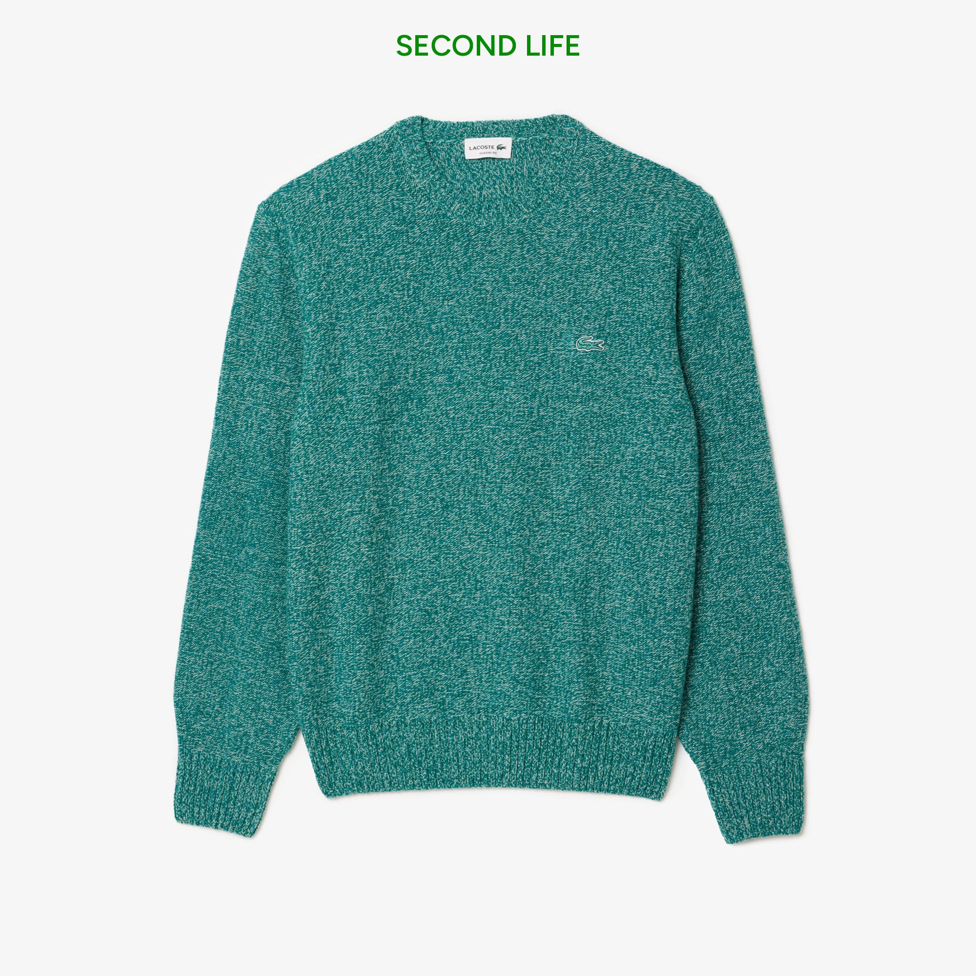 Lacoste İkinci El Erkek Classic Fit Bisiklet Yaka Yün Yeşil Kazak