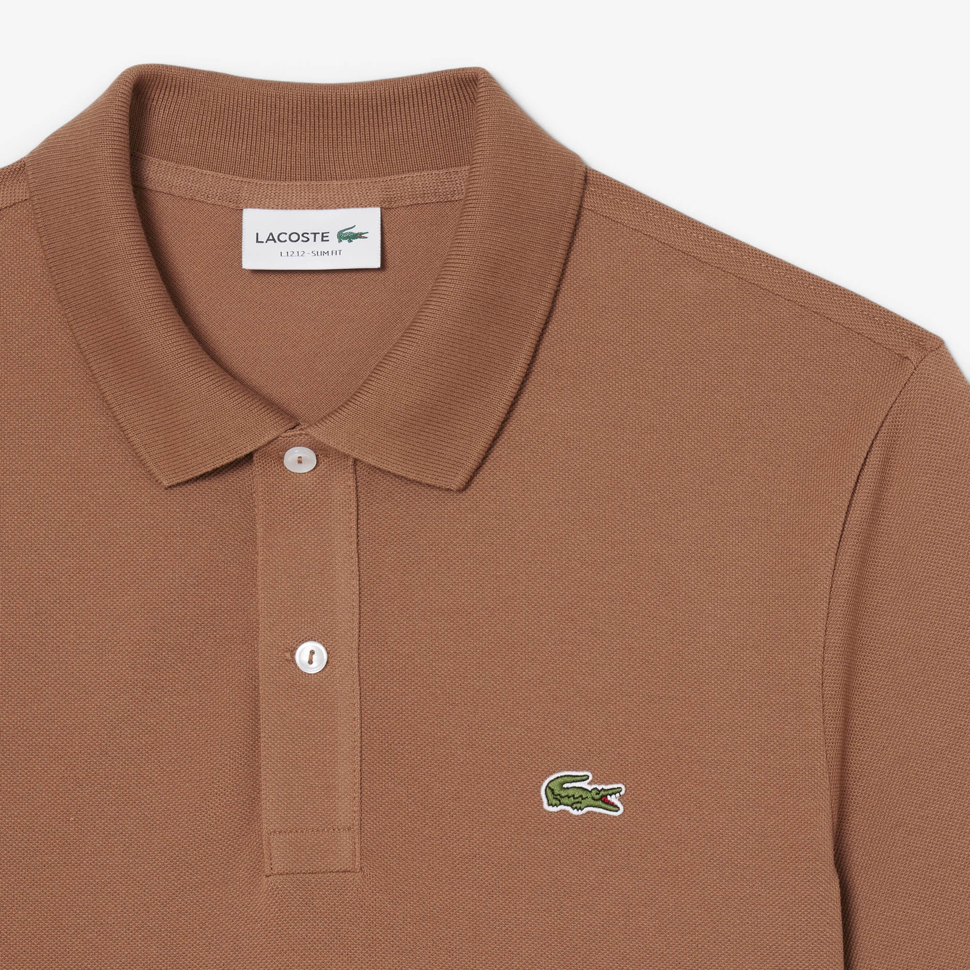 L.12.12 Erkek Slim Fit Polo Yaka Kahverengi Polo