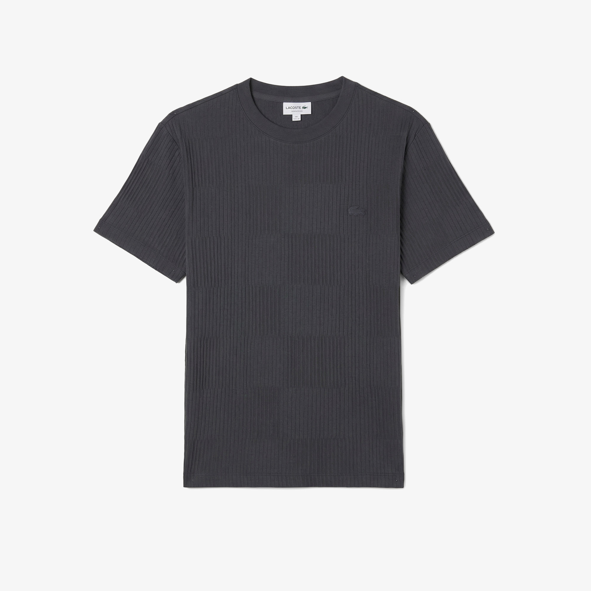 Lacoste Erkek Regular Fit Bisiklet Yaka Çizgili Koyu Gri T-Shirt görsel 6
