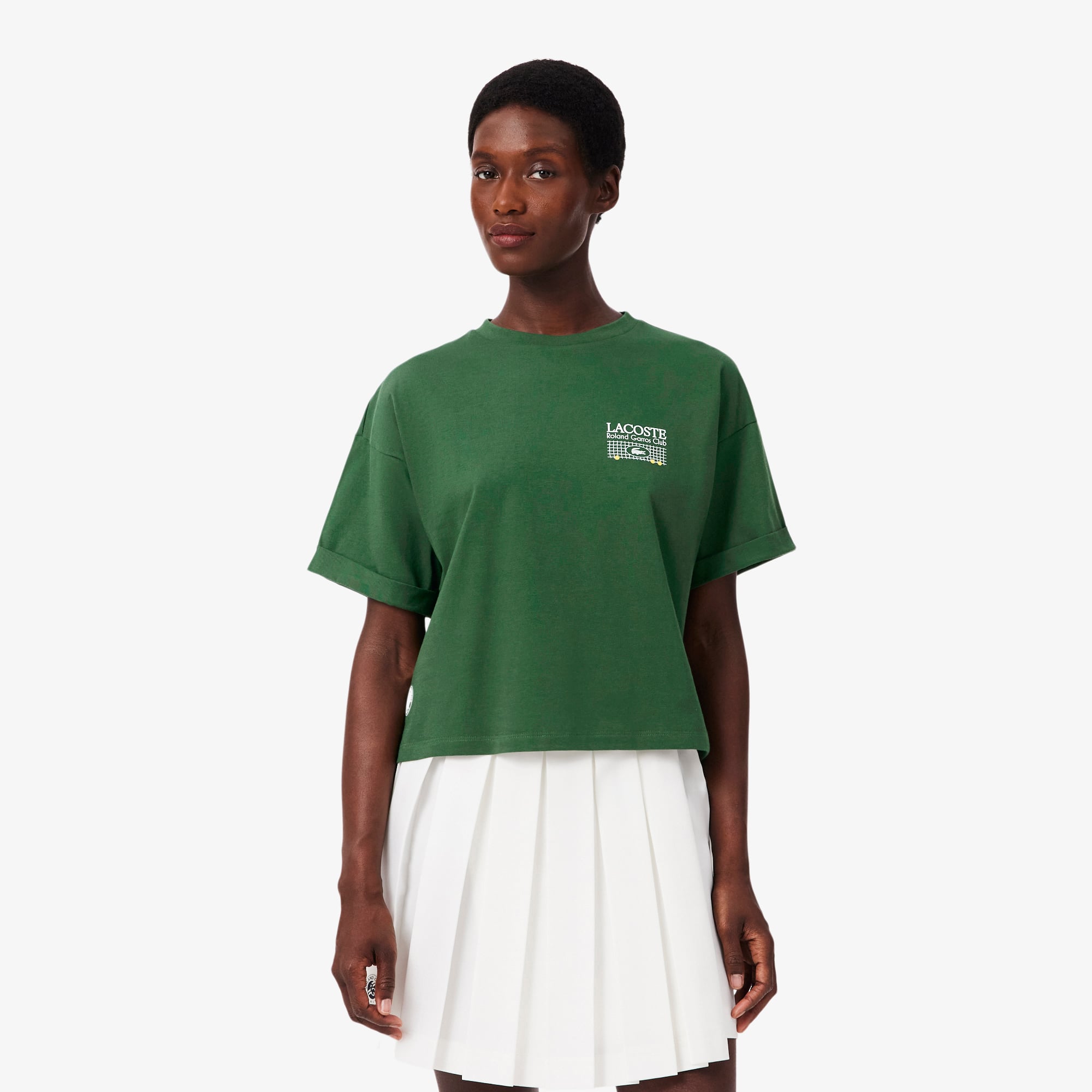 Lacoste Kadın Relaxed Fit Baskılı Koyu Yeşil T-Shirt