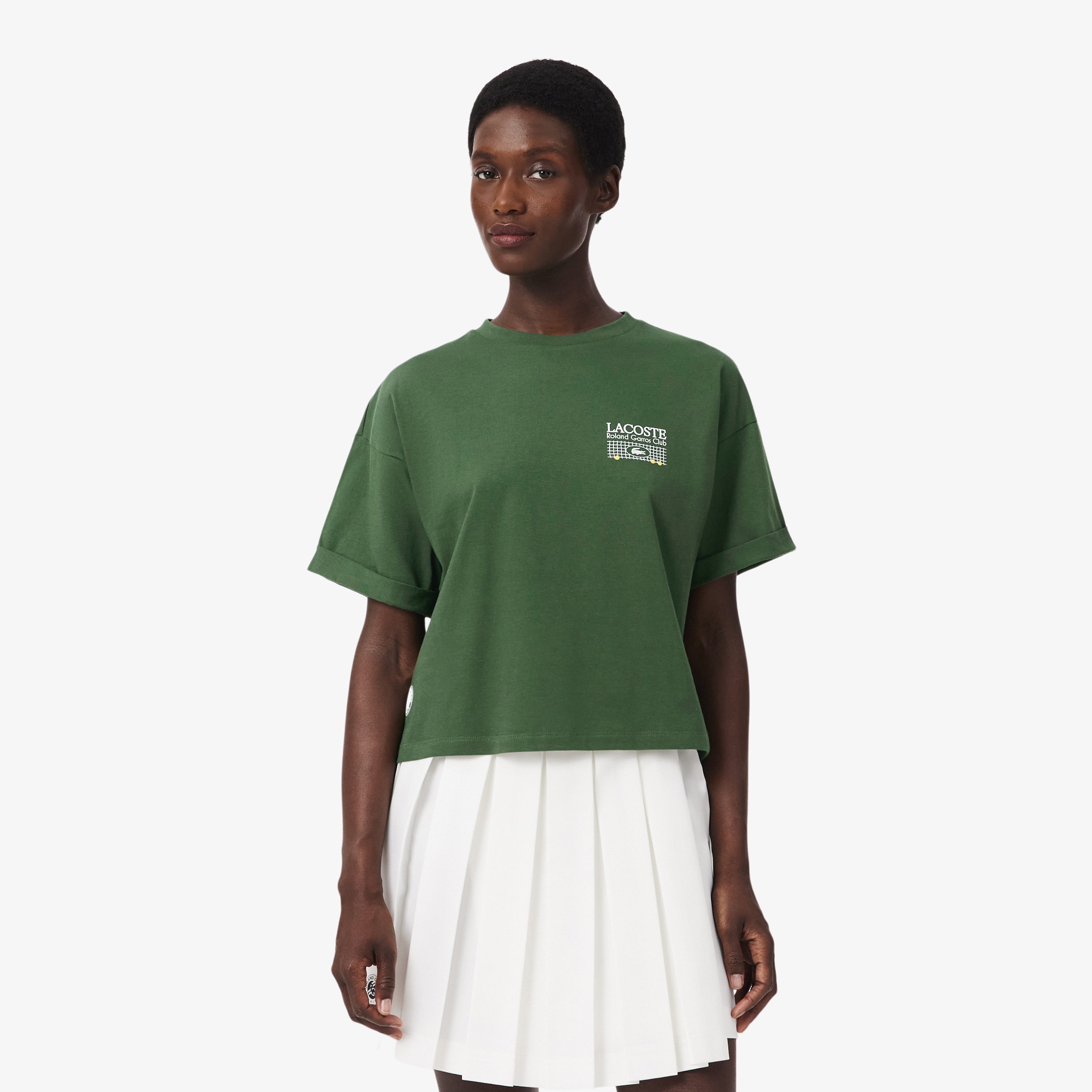 Kadın Relaxed Fit Baskılı Koyu Yeşil T-Shirt