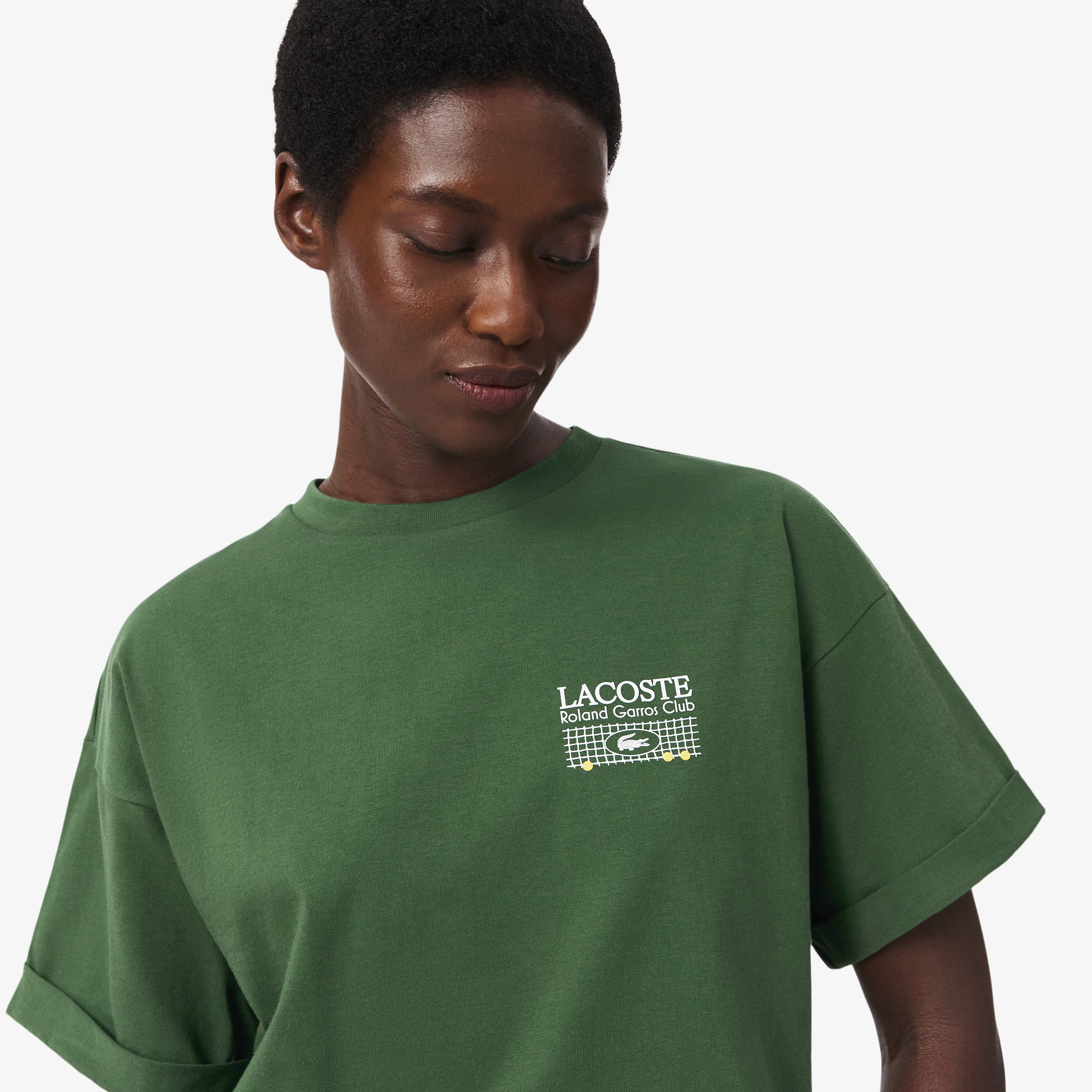 Lacoste Kadın Relaxed Fit Baskılı Koyu Yeşil T-Shirt görsel 2