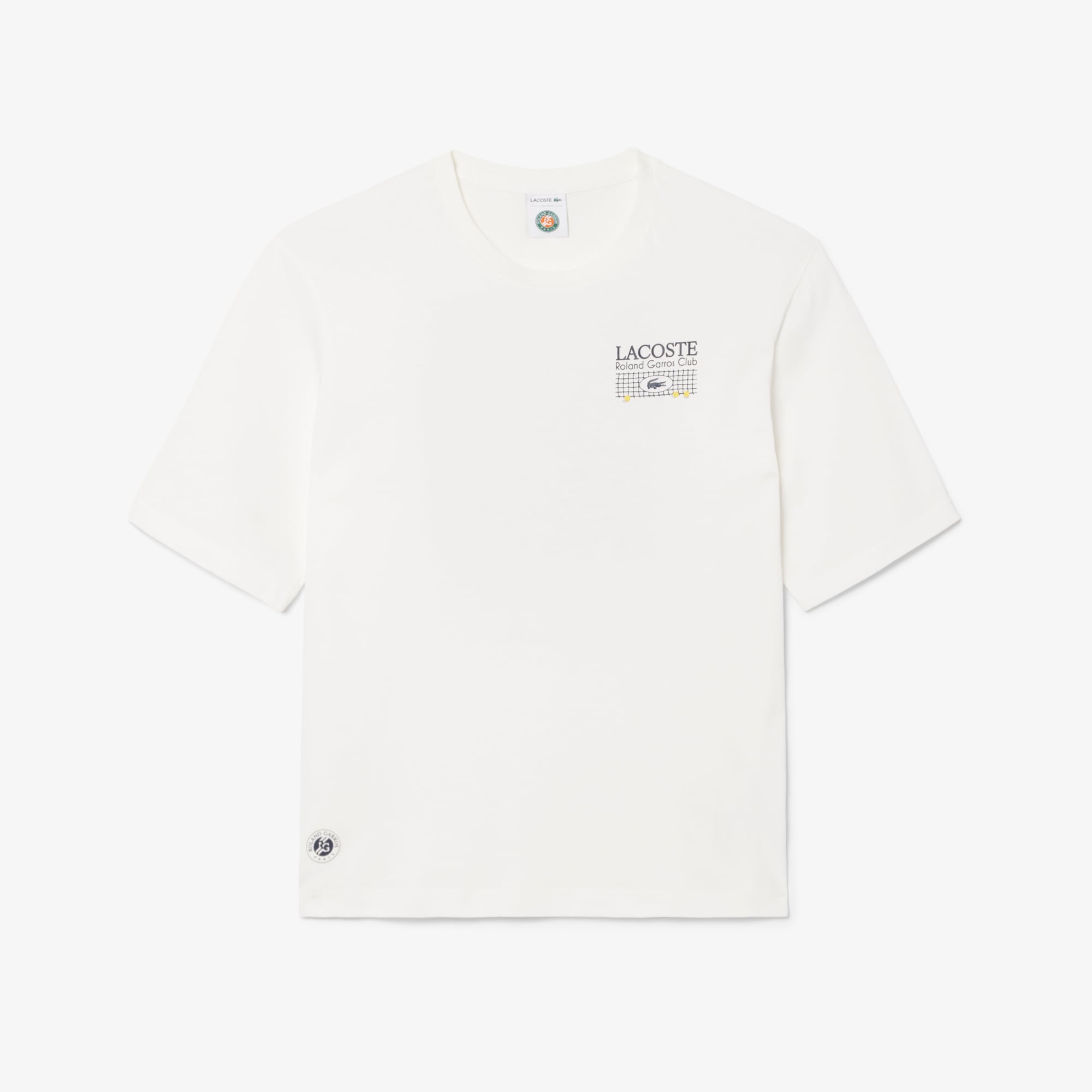 Lacoste Roland-Garros Erkek Relaxed Fit Baskılı Beyaz T-Shirt görsel 4