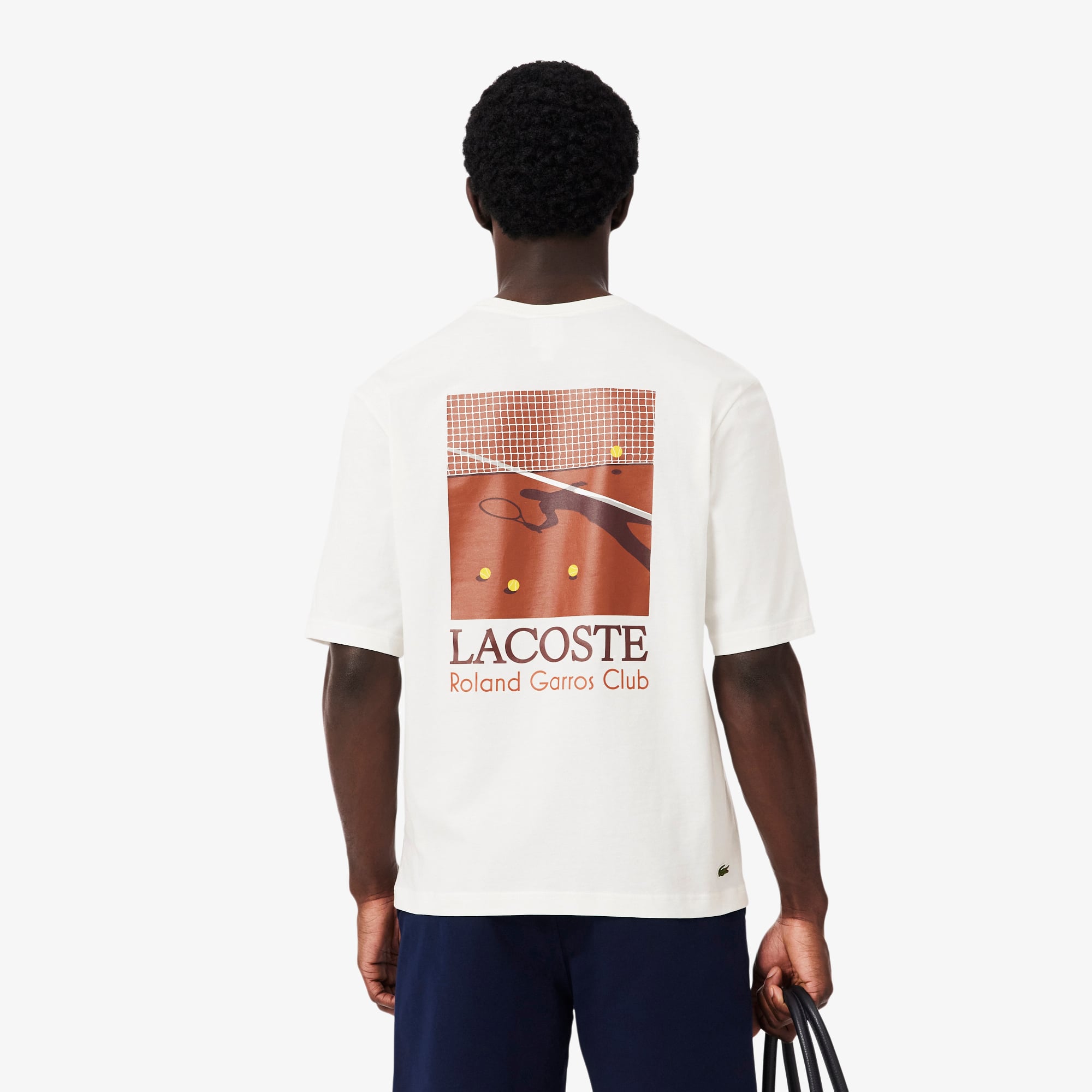 Lacoste Roland-Garros Erkek Relaxed Fit Baskılı Beyaz T-Shirt görsel 3