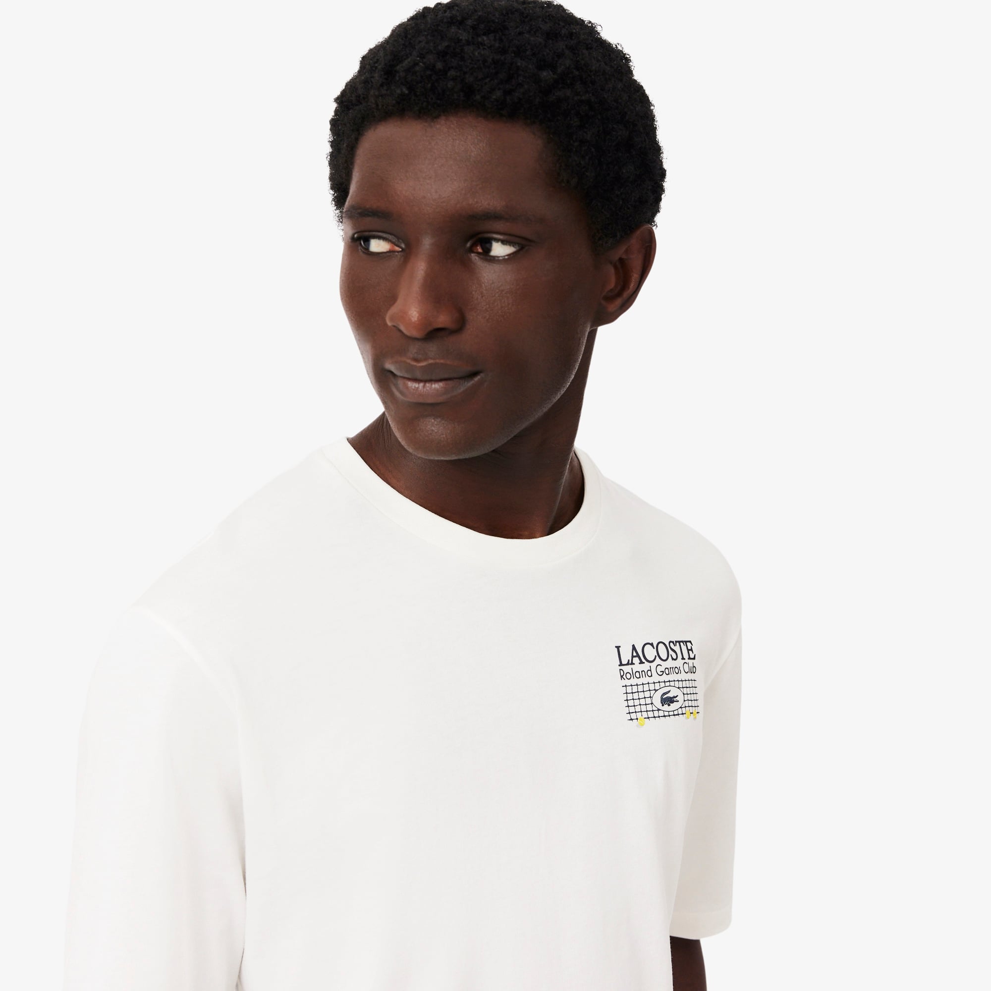 Roland-Garros Erkek Relaxed Fit Baskılı Beyaz T-Shirt TH0375.70V