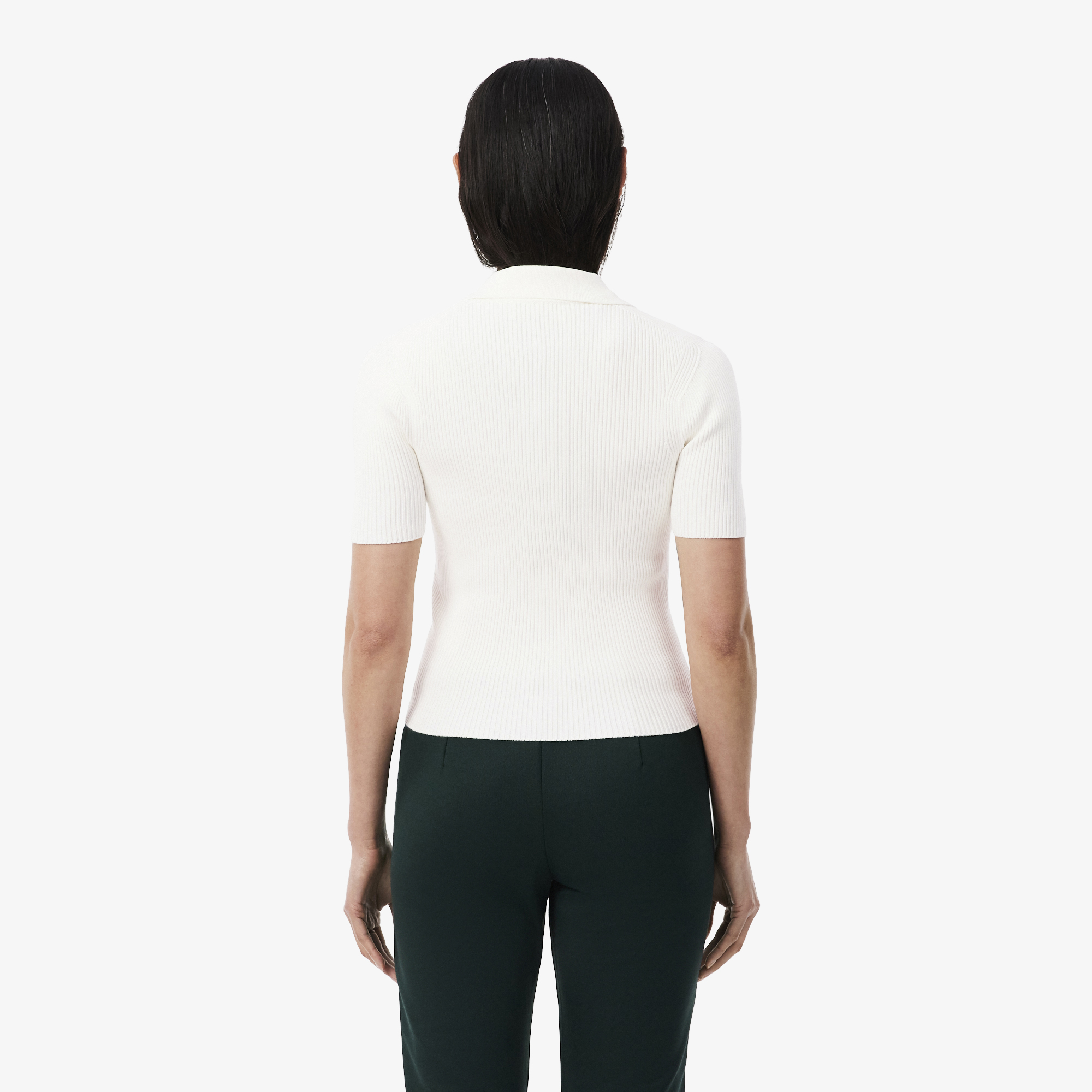 Lacoste Kadın Slim Fit Kısa Kollu Polo Yaka Beyaz Triko görsel 3