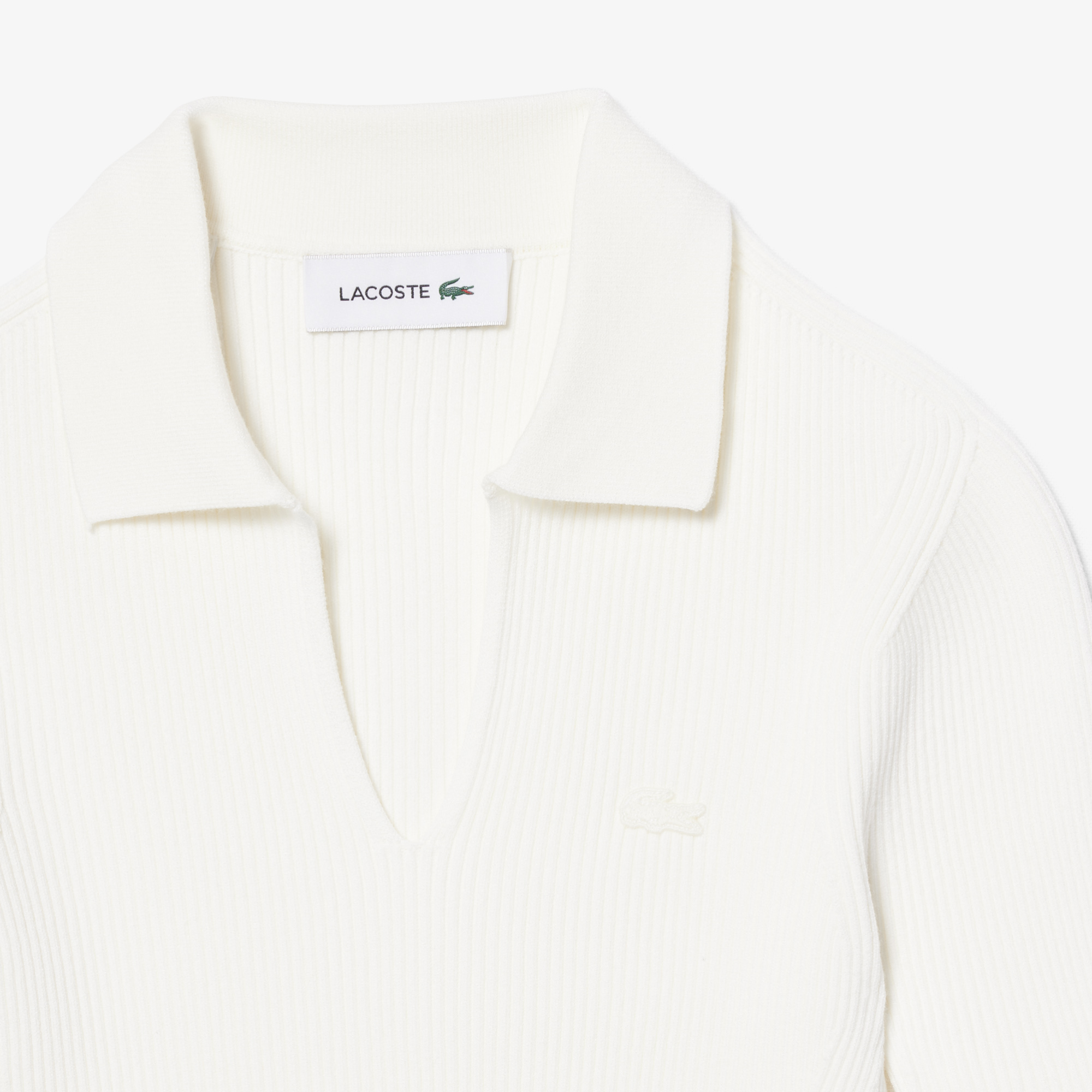 Lacoste Kadın Slim Fit Kısa Kollu Polo Yaka Beyaz Triko görsel 6