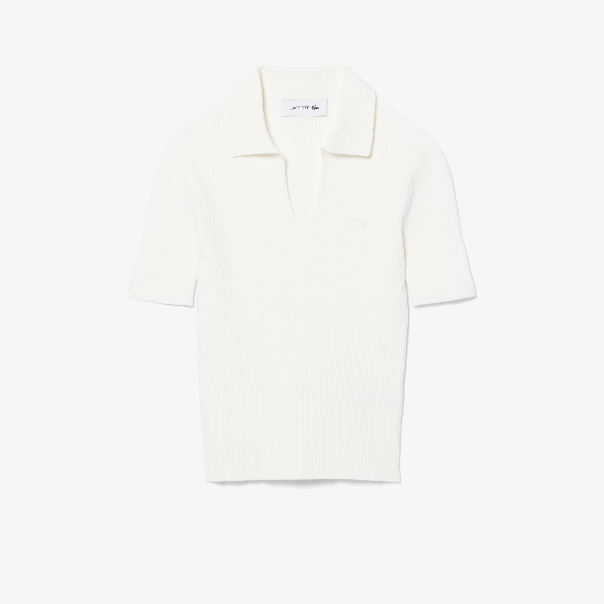 Lacoste Kadın Slim Fit Kısa Kollu Polo Yaka Beyaz Triko görsel 5