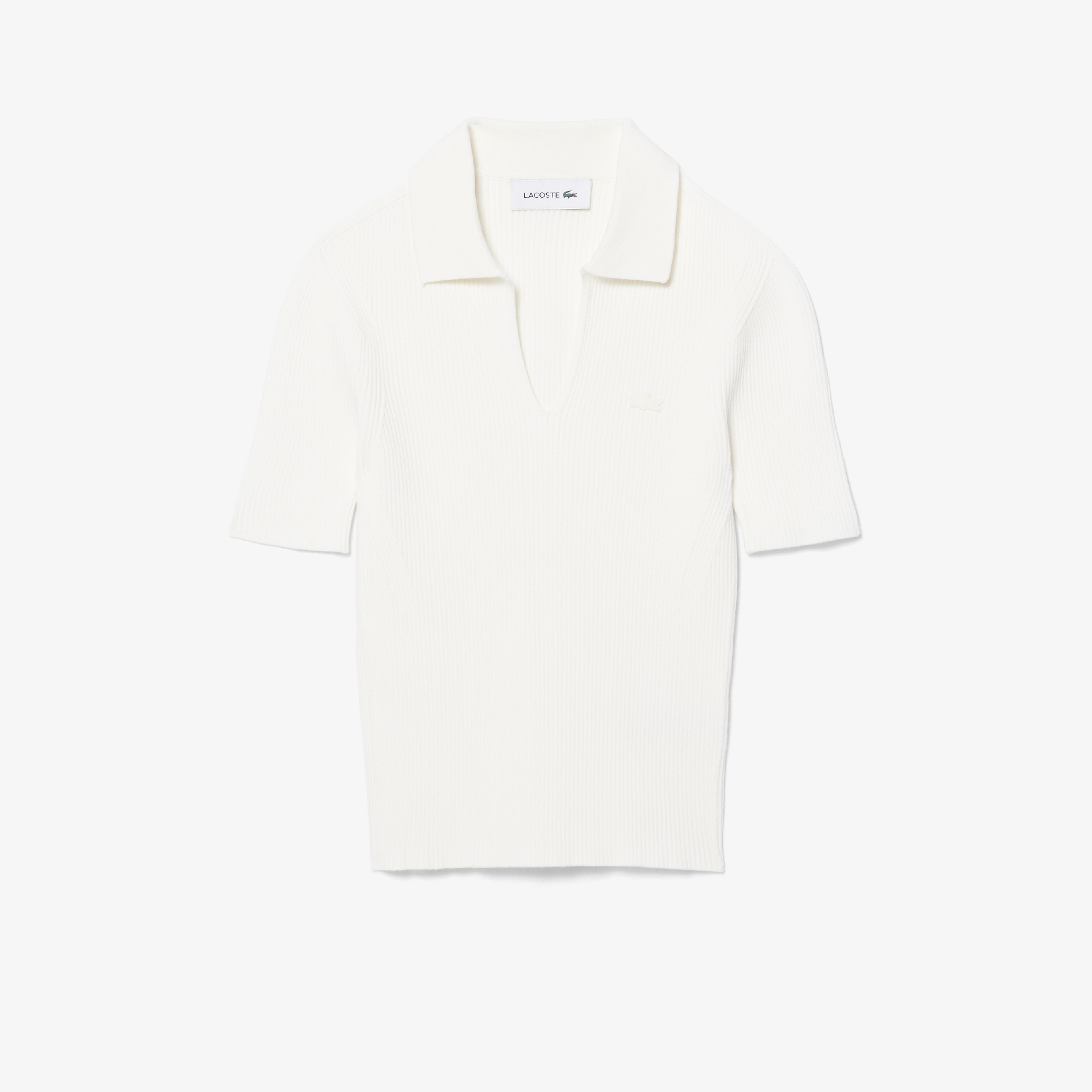 Kadın Slim Fit Kısa Kollu Polo Yaka Beyaz Triko