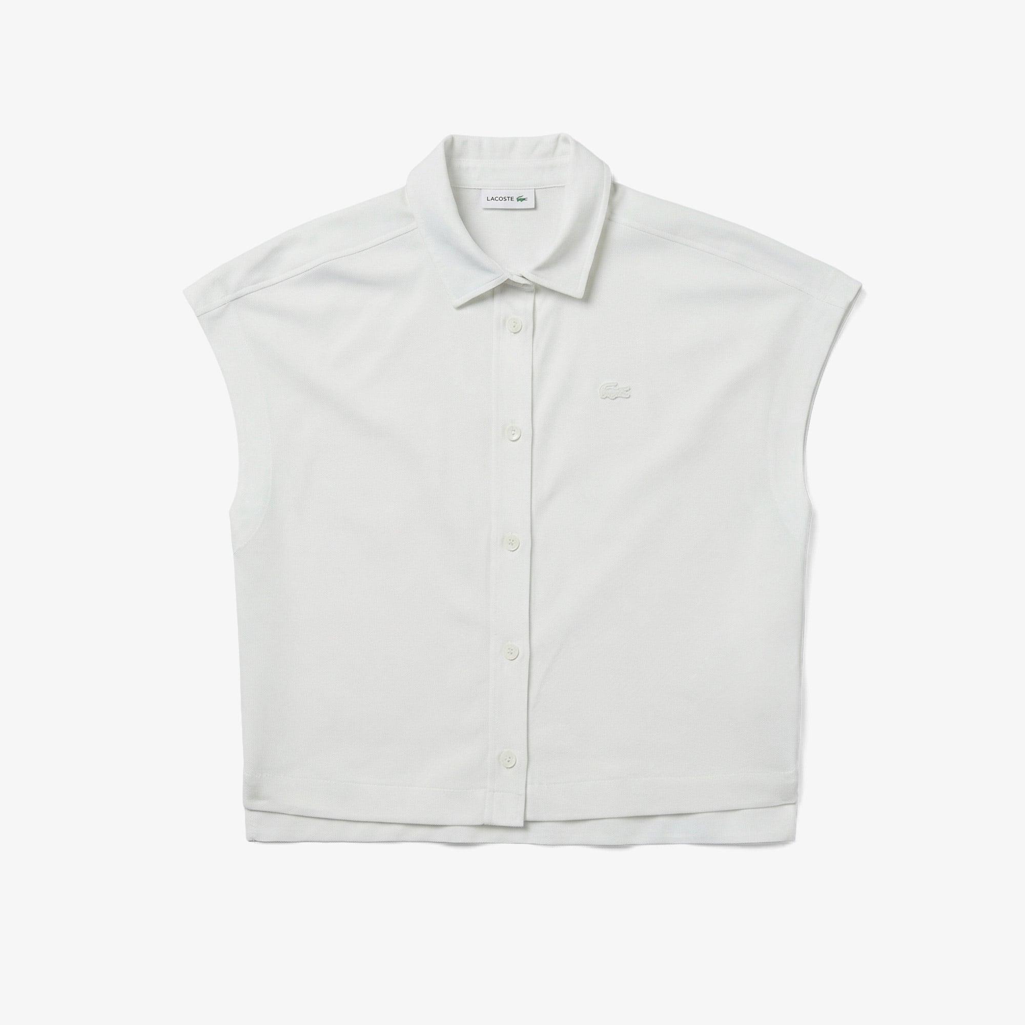 Lacoste Kadın Regular Fit Kısa Kollu Düğmeli Yaka Krem Gömlek görsel 6