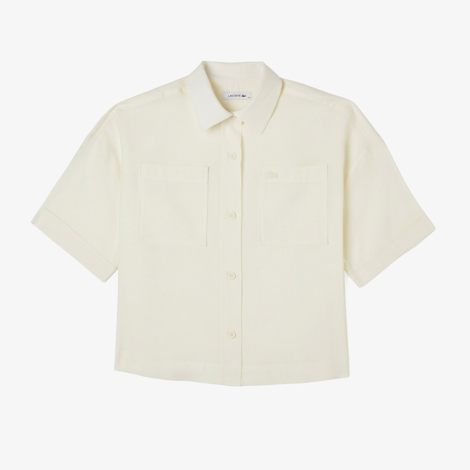 Lacoste Kadın Relaxed Fit Truvakar Kollu Keten Krem Gömlek görsel 6