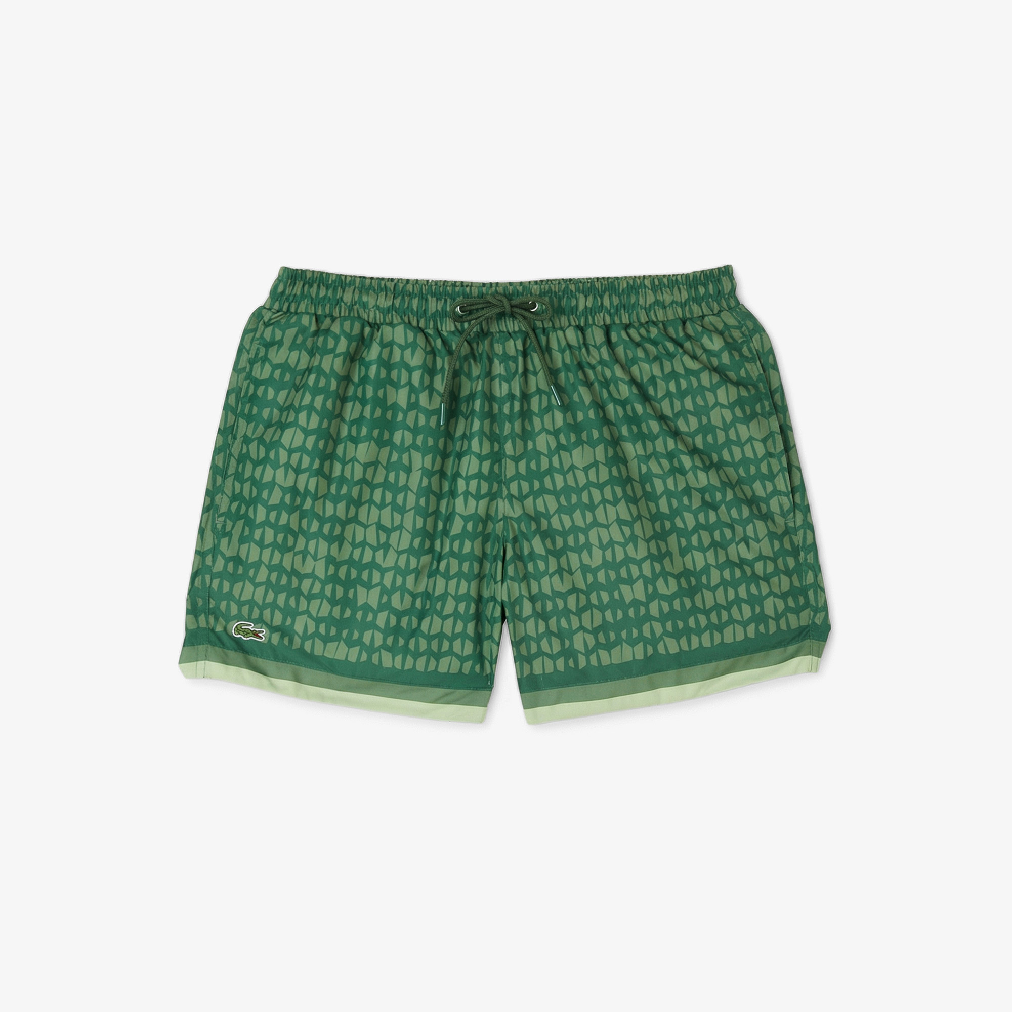 Lacoste Erkek Regular Fit Desenli Yeşil Deniz Şortu görsel 6