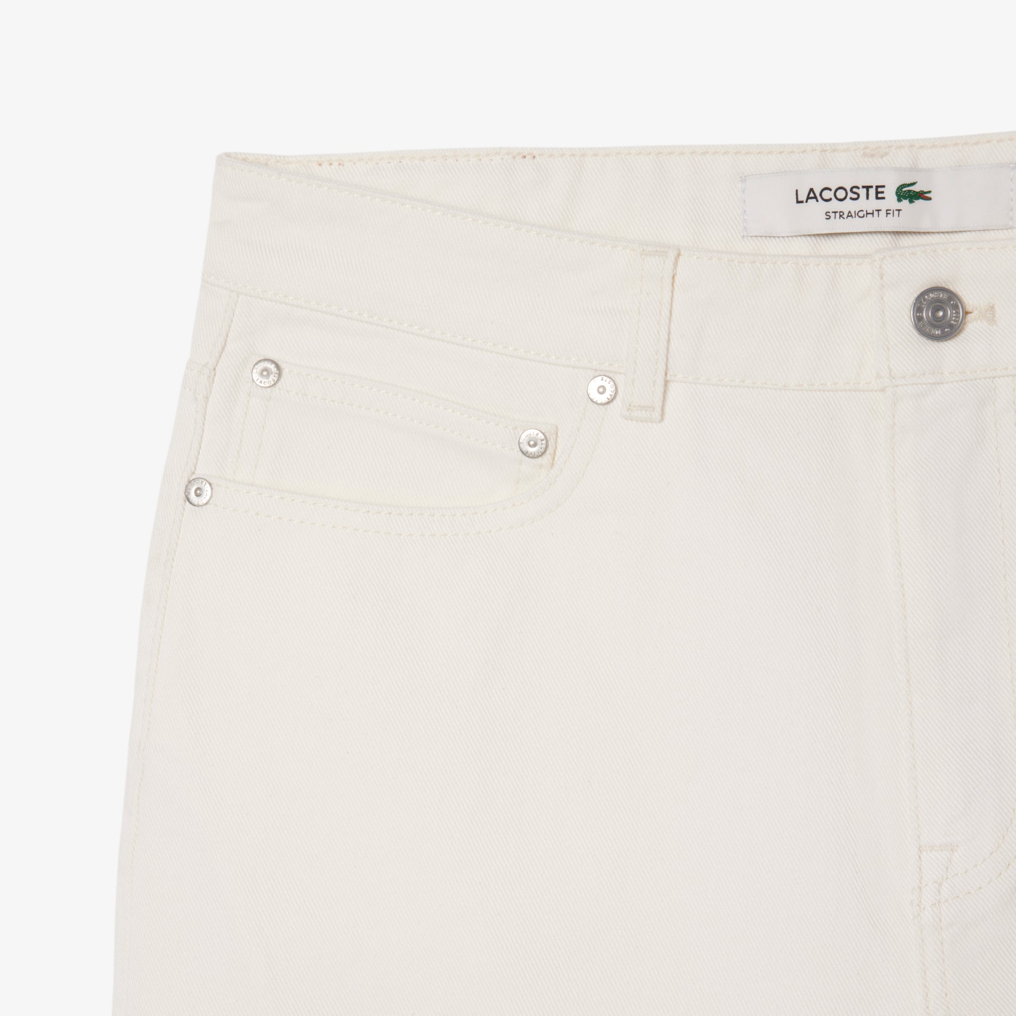 Lacoste Erkek Straight Fit Denim Beyaz Bermuda Şort görsel 6