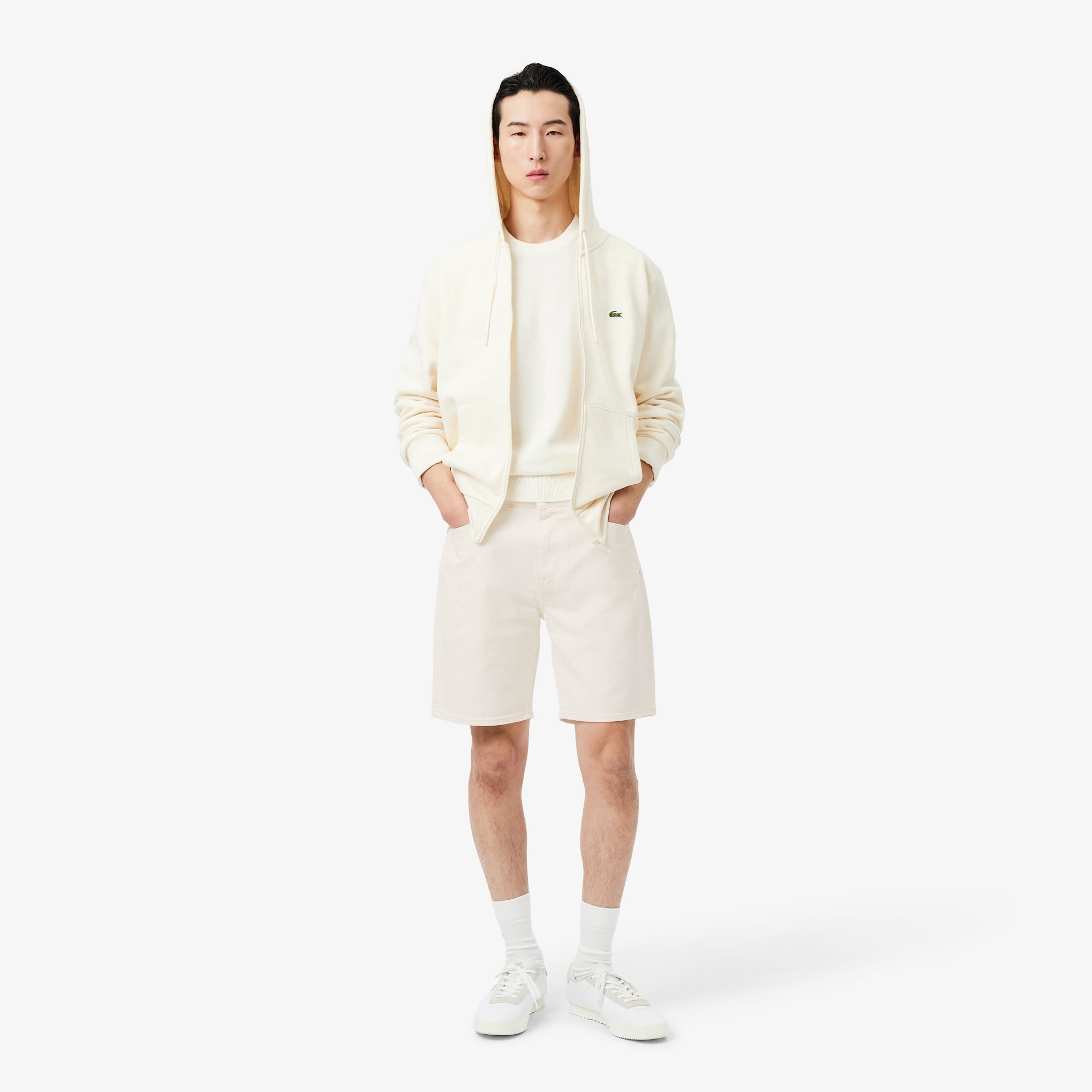 Lacoste Erkek Straight Fit Denim Beyaz Bermuda Şort görsel 4