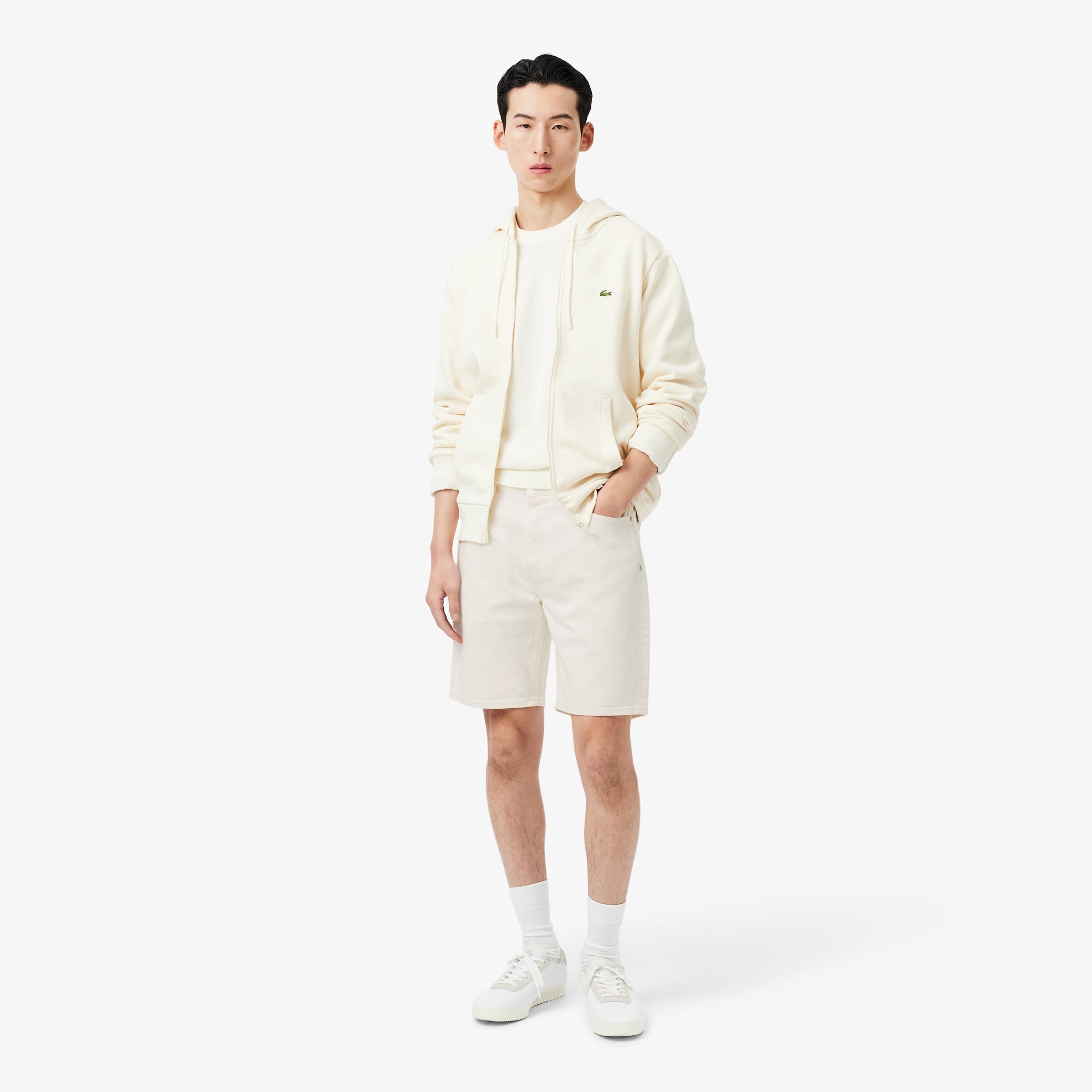 Lacoste Erkek Straight Fit Denim Beyaz Bermuda Şort