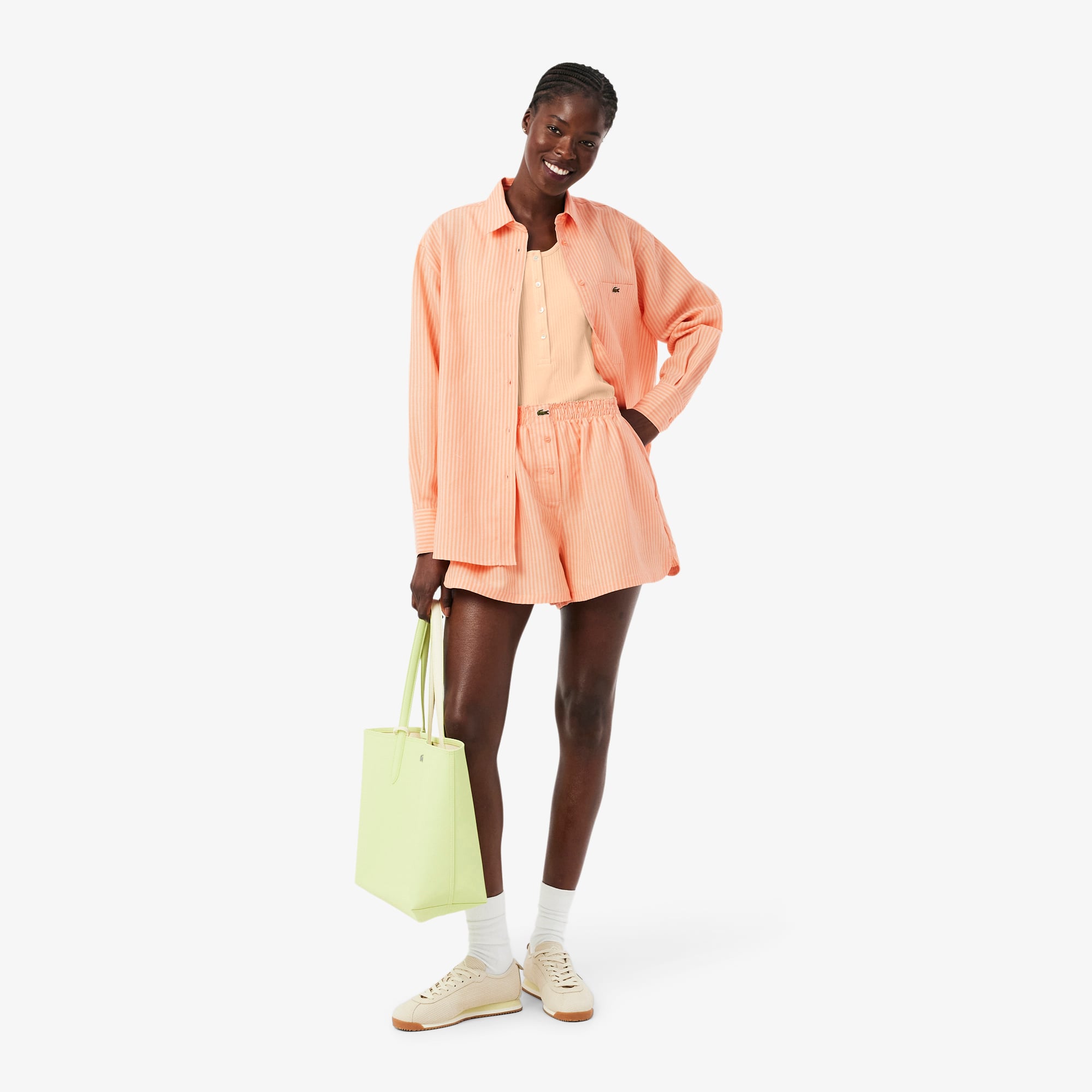 Lacoste Kadın Oversize Fit Turuncu Şort görsel 4