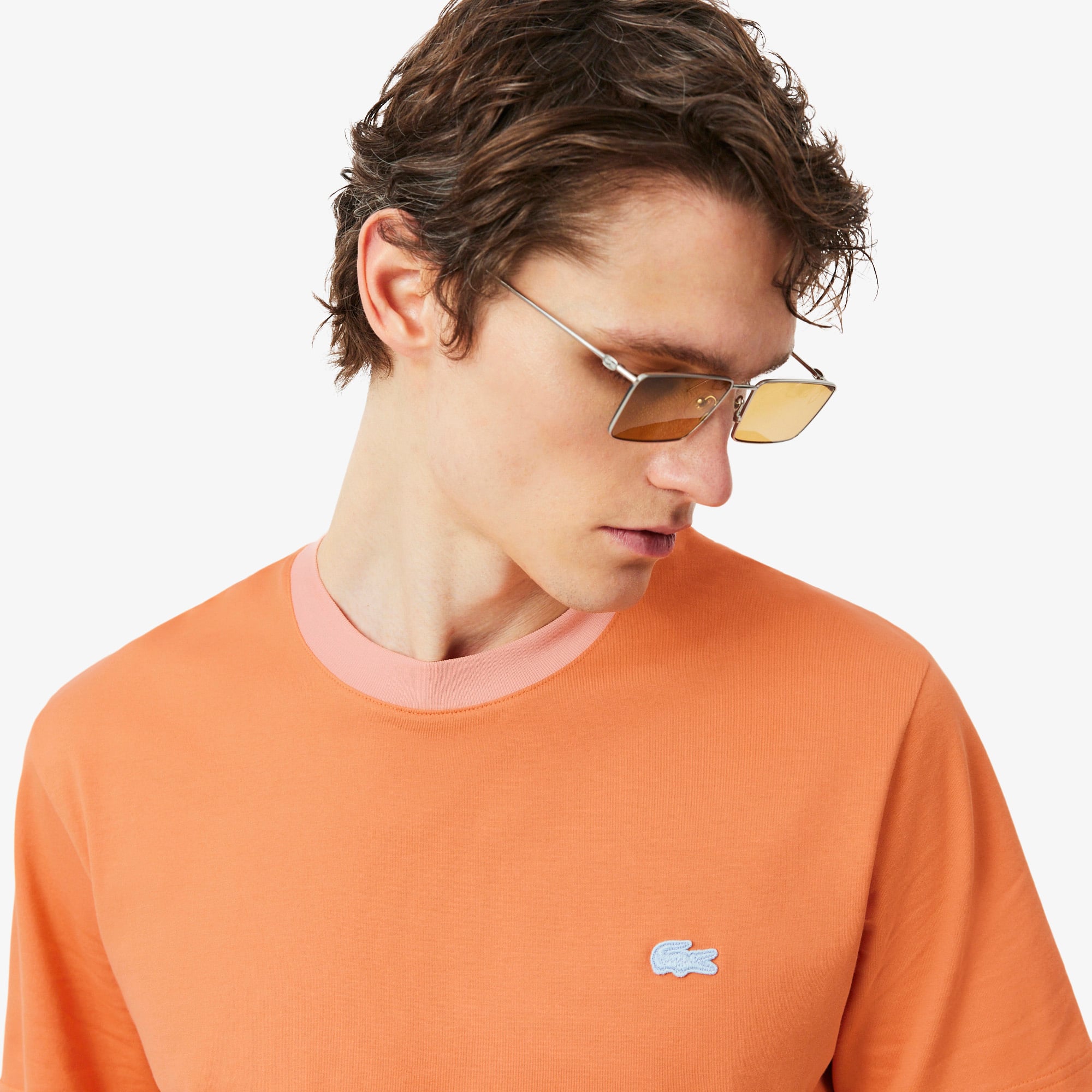 Lacoste Erkek Classic Fit Bisiklet Yaka Turuncu T-Shirt görsel 2