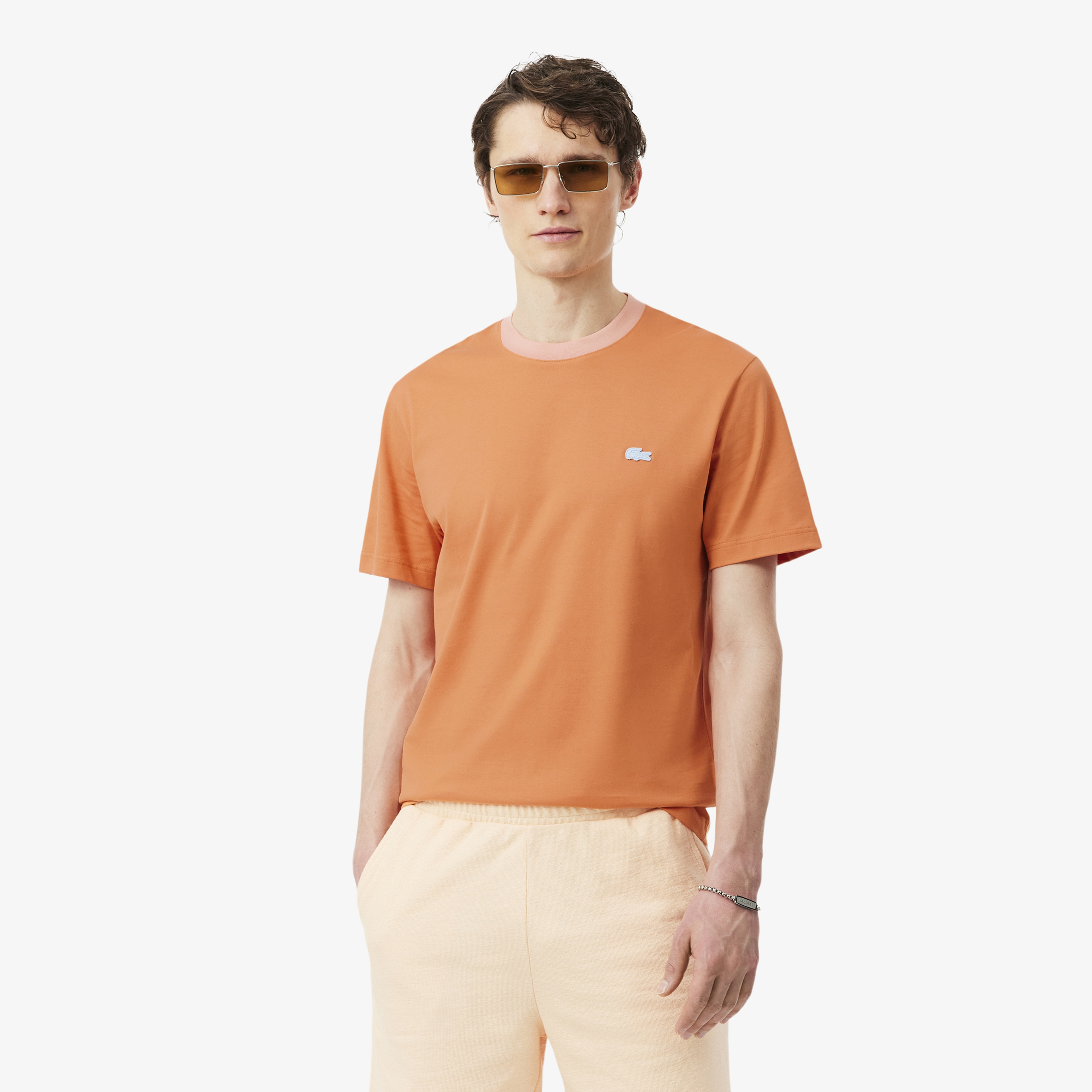 Erkek Classic Fit Bisiklet Yaka Turuncu T-Shirt Erkek Classic Fit Bisiklet Yaka Turuncu T-Shirt
