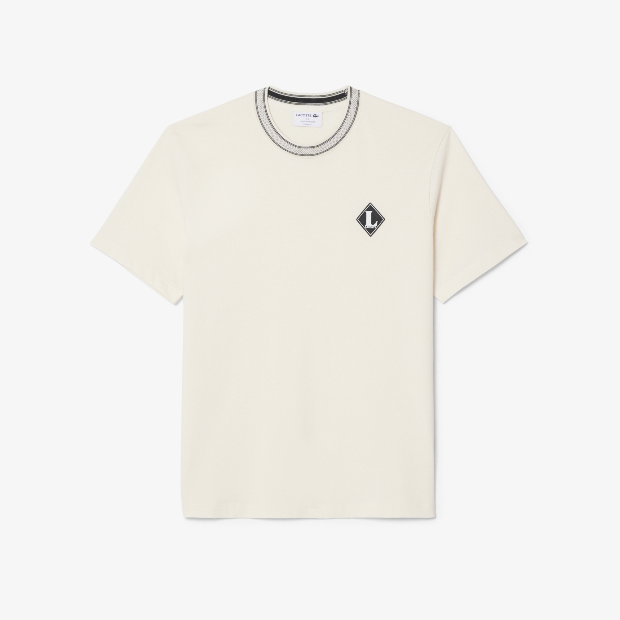 Lacoste Erkek Classic Fit Bisiklet Yaka Krem T-Shirt görsel 5