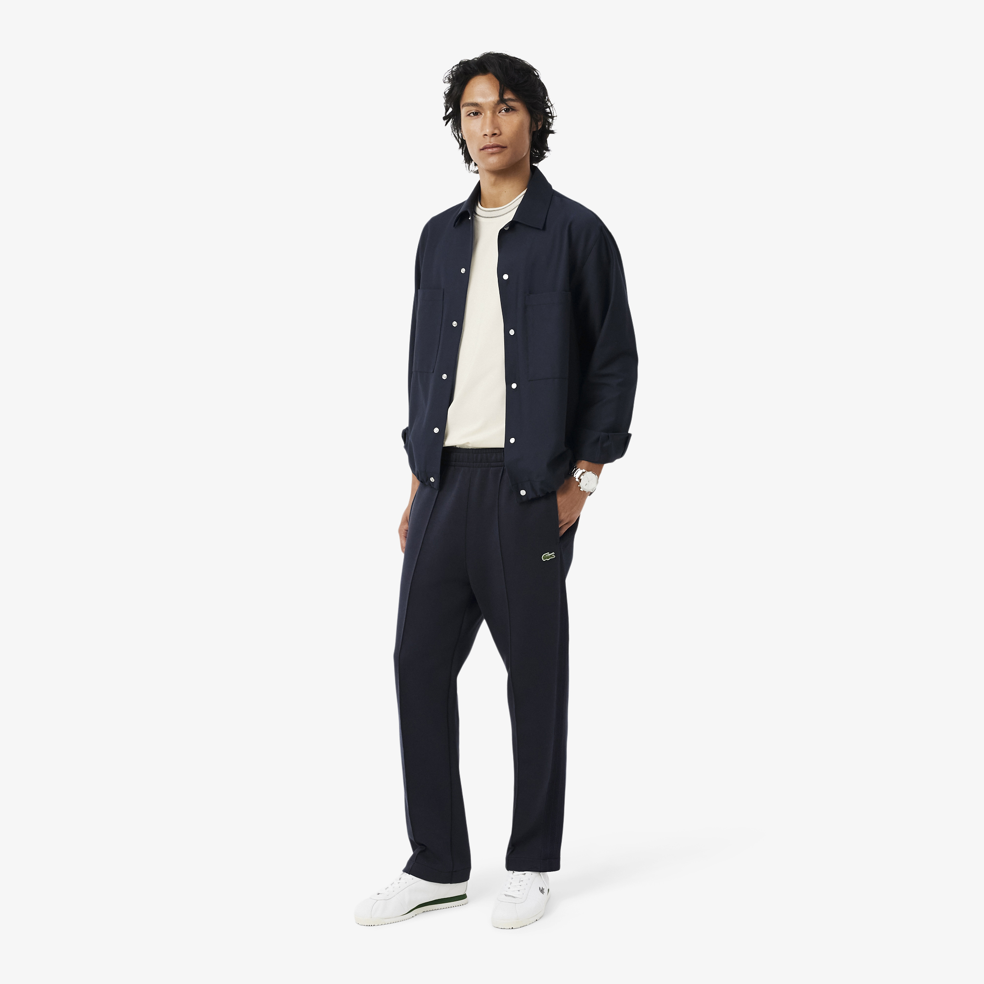 Lacoste Erkek Classic Fit Bisiklet Yaka Krem T-Shirt görsel 4