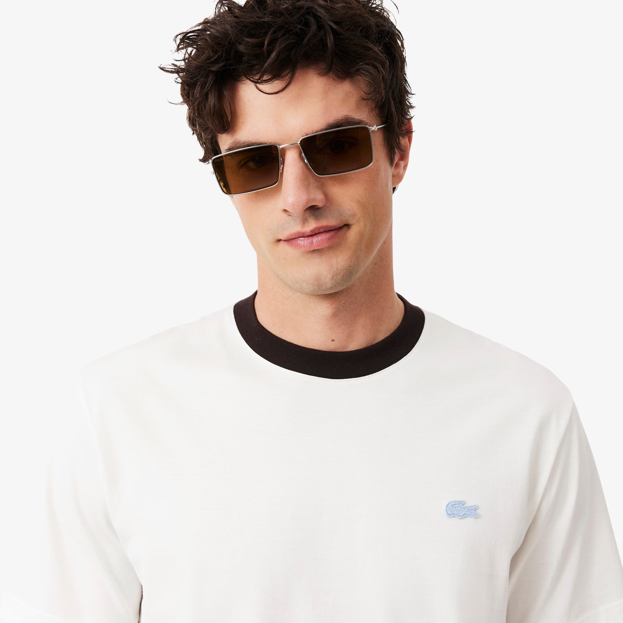 Lacoste Erkek Classic Fit Bisiklet Yaka Beyaz T-Shirt görsel 2