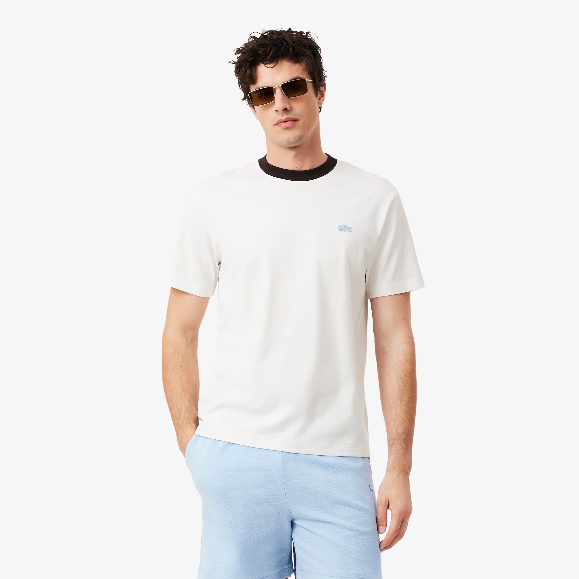 Lacoste Erkek Classic Fit Bisiklet Yaka Beyaz T-Shirt