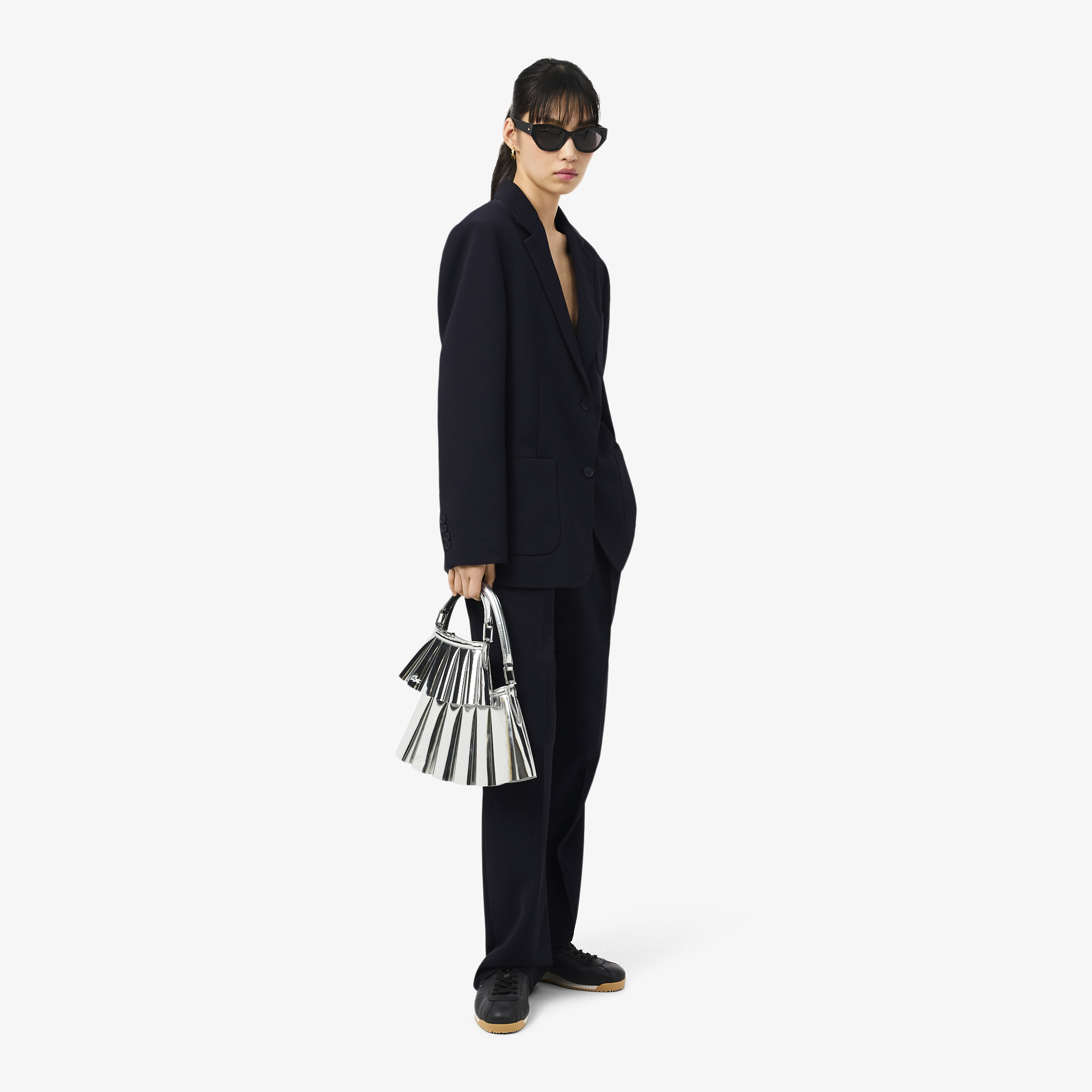 Lacoste Kadın Oversize Fit Lacivert Pantolon görsel 4