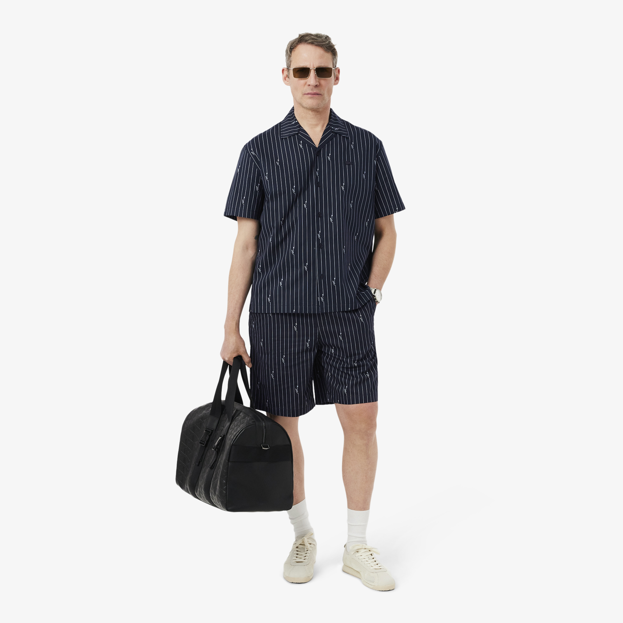 Lacoste Erkek Relaxed Fit Kısa Kollu Organik Pamuk Siyah Gömlek görsel 4