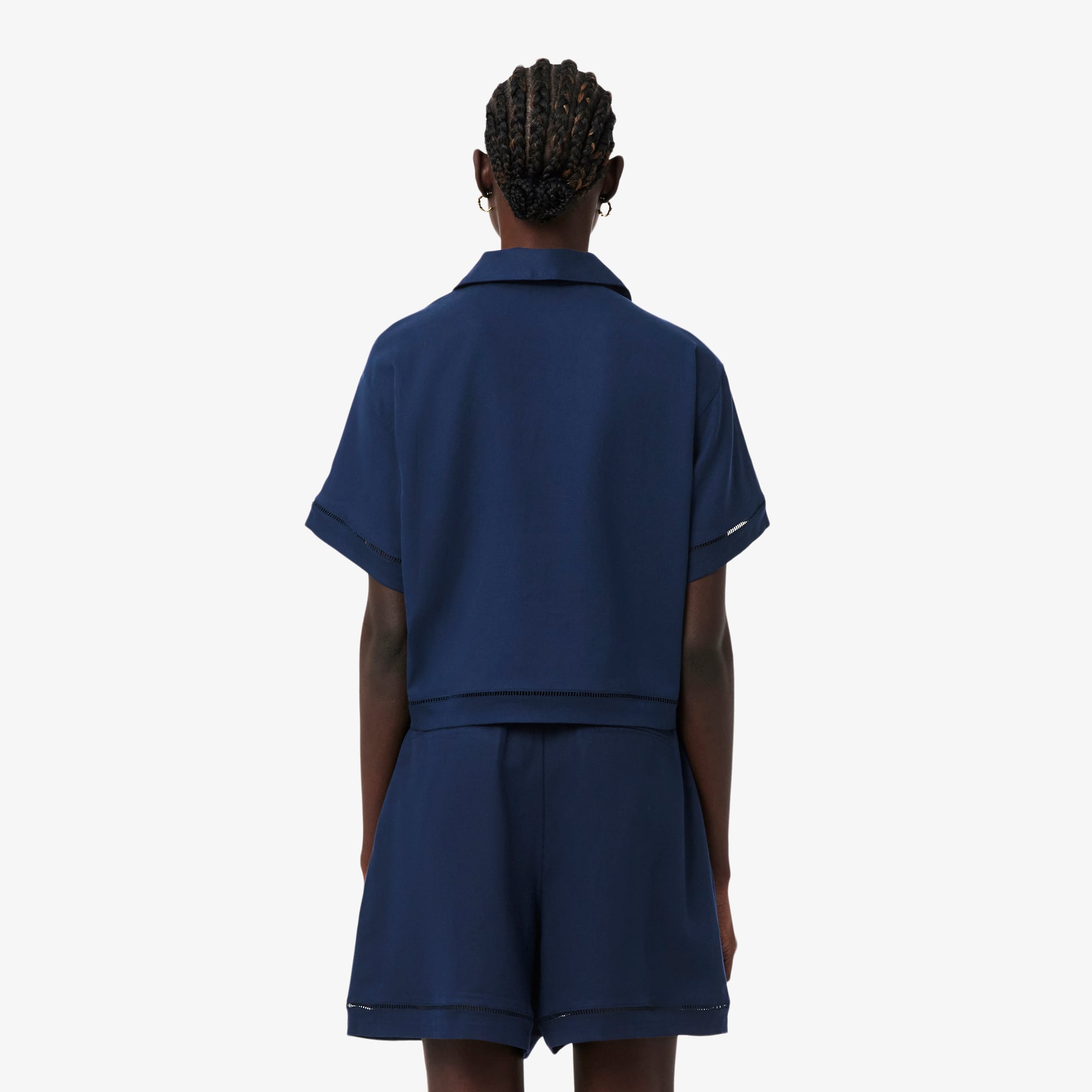 Lacoste Kadın Oversize Fit Truvakar Kollu Lacivert Polo görsel 3