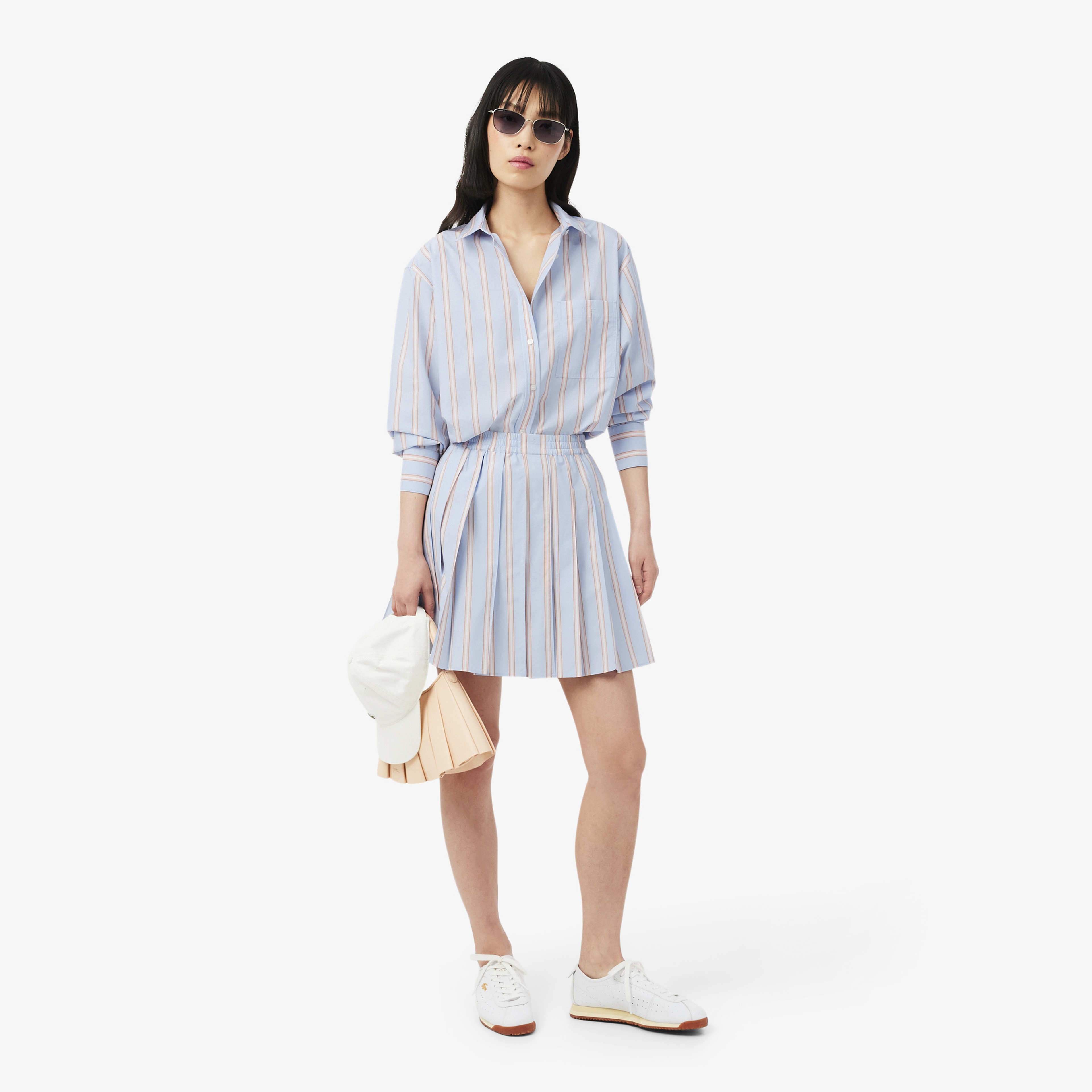 Kadın Oversize Fit Çizgili Mavi Gömlek Kadın Oversize Fit Çizgili Mavi Gömlek