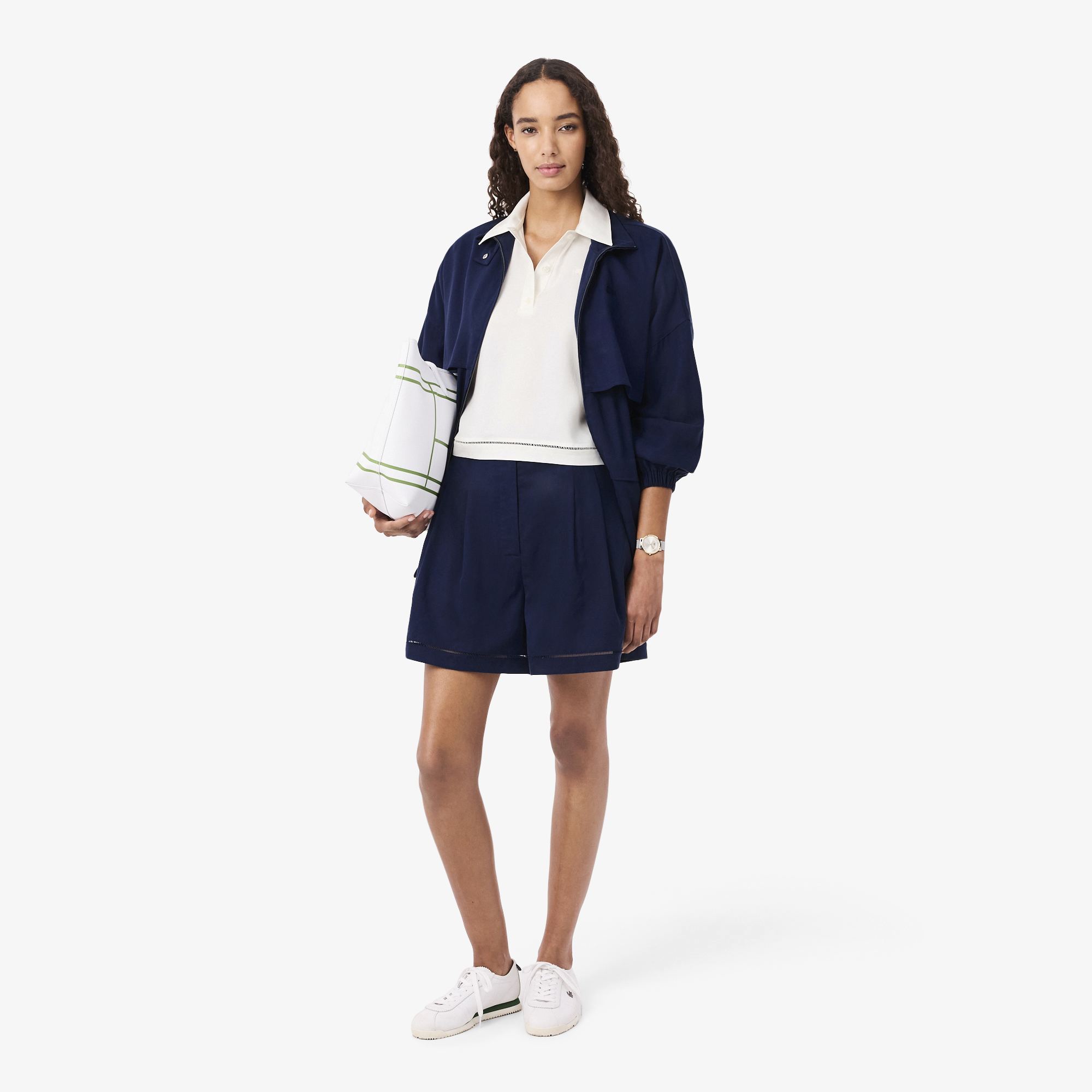 Lacoste Kadın Oversize Fit Truvakar Kollu Beyaz Polo görsel 4