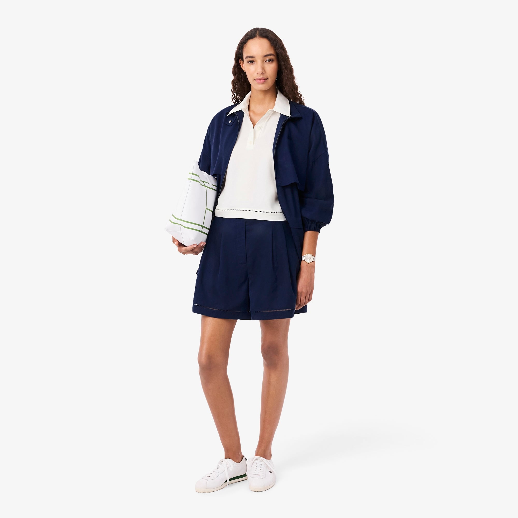 Kadın Oversize Fit Truvakar Kollu Beyaz Polo