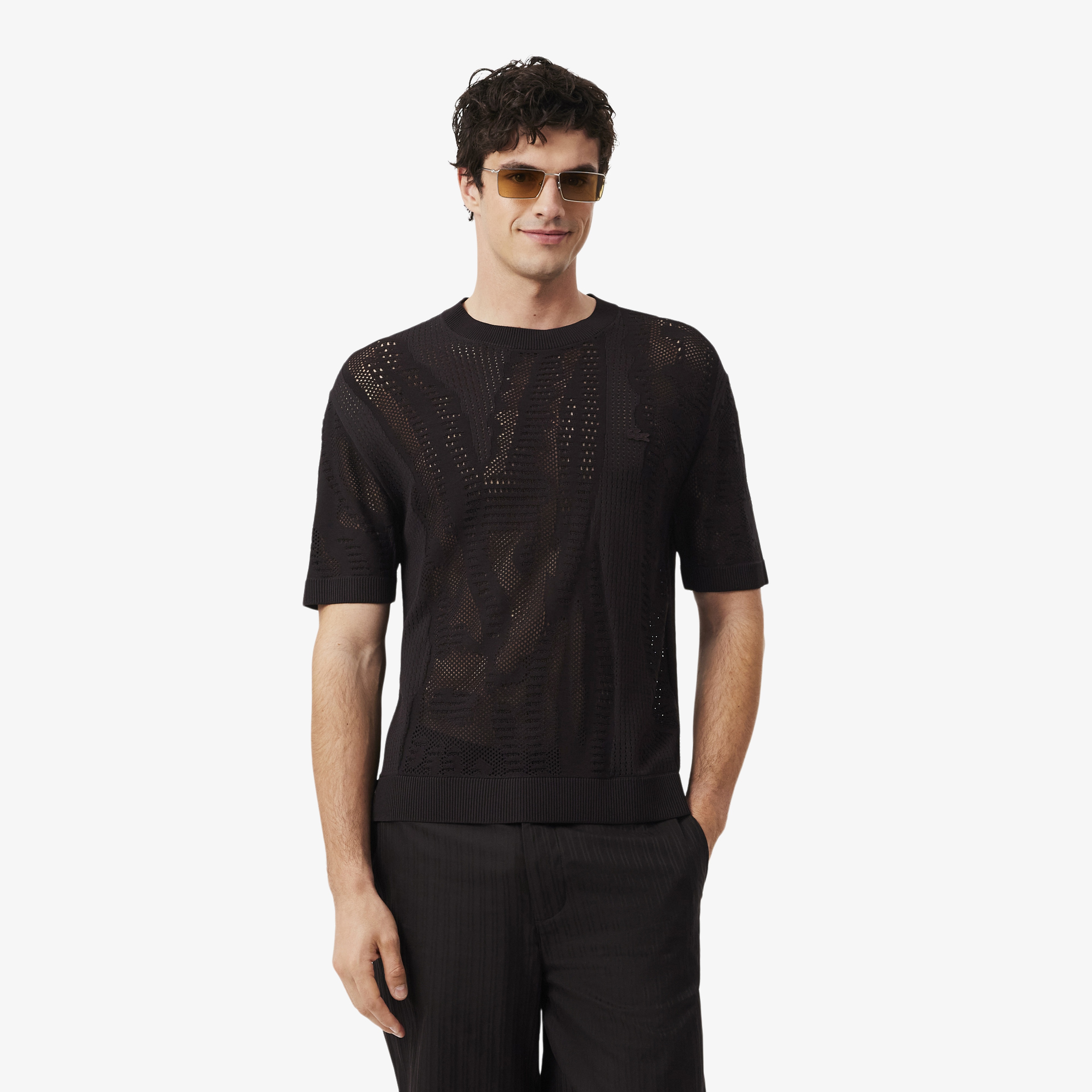 Erkek Relaxed Fit Kısa Kollu Polo Yaka Kahverengi Triko