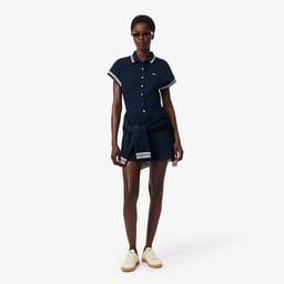 Kadın Slim Fit Kısa Kollu Polo Yaka Lacivert Tulum Lacivert