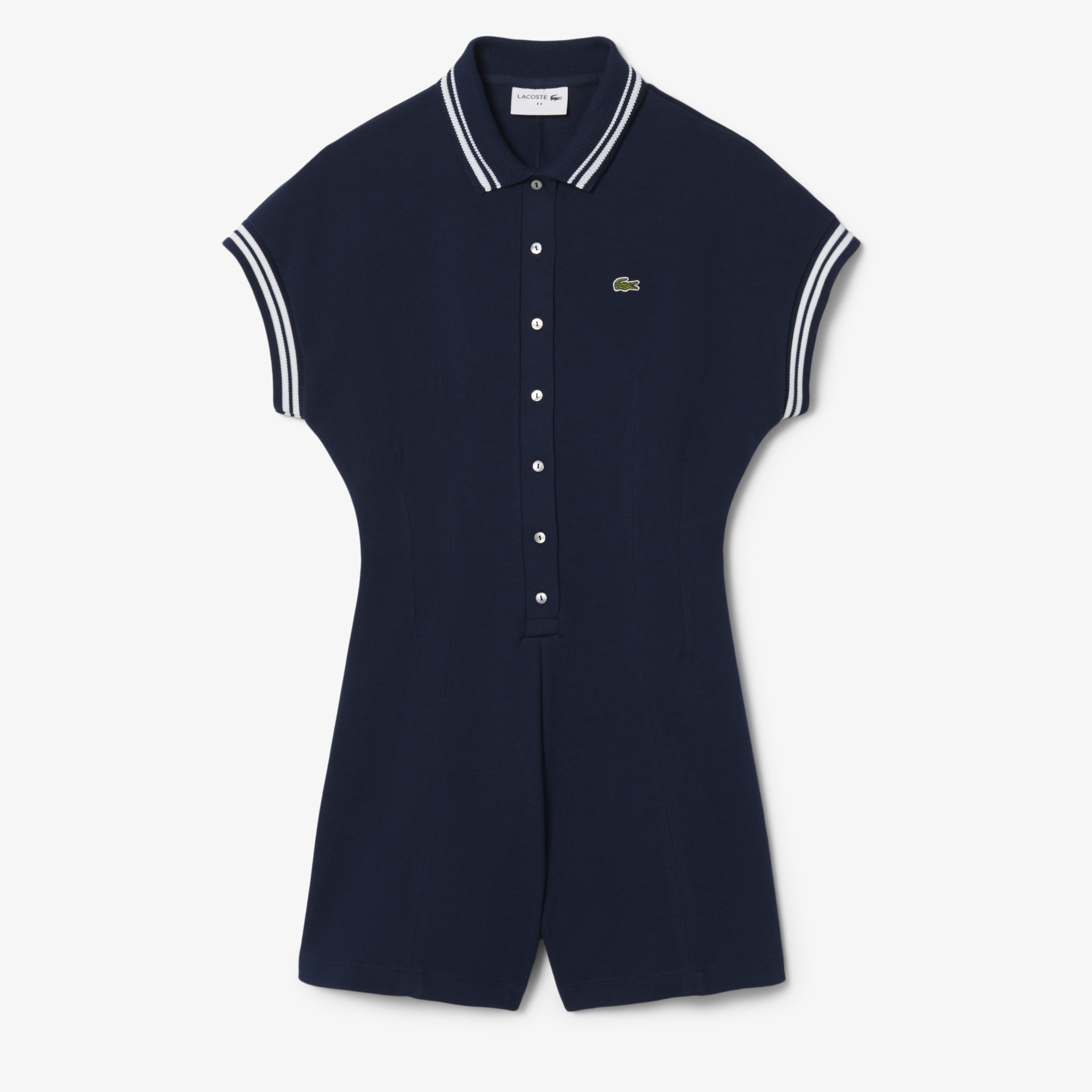 Kadın Slim Fit Kısa Kollu Polo Yaka Lacivert Tulum