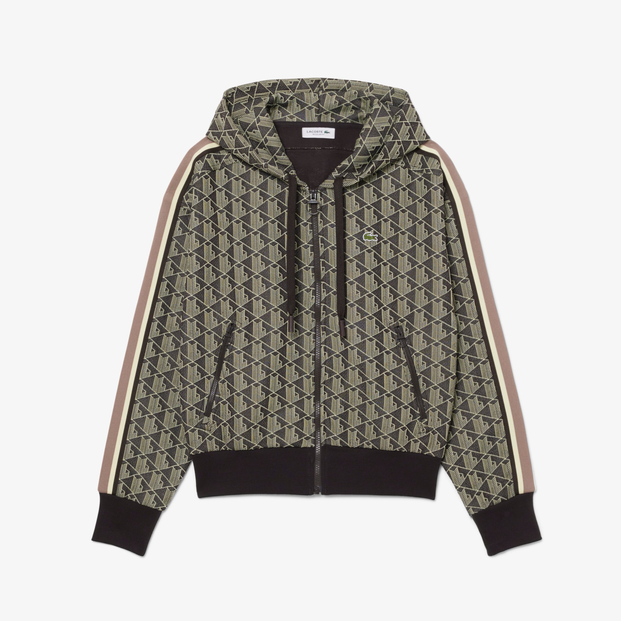 Lacoste Kadın Regular Fit Fermuarlı Monogram Kahverengi Sweatshirt görsel 5
