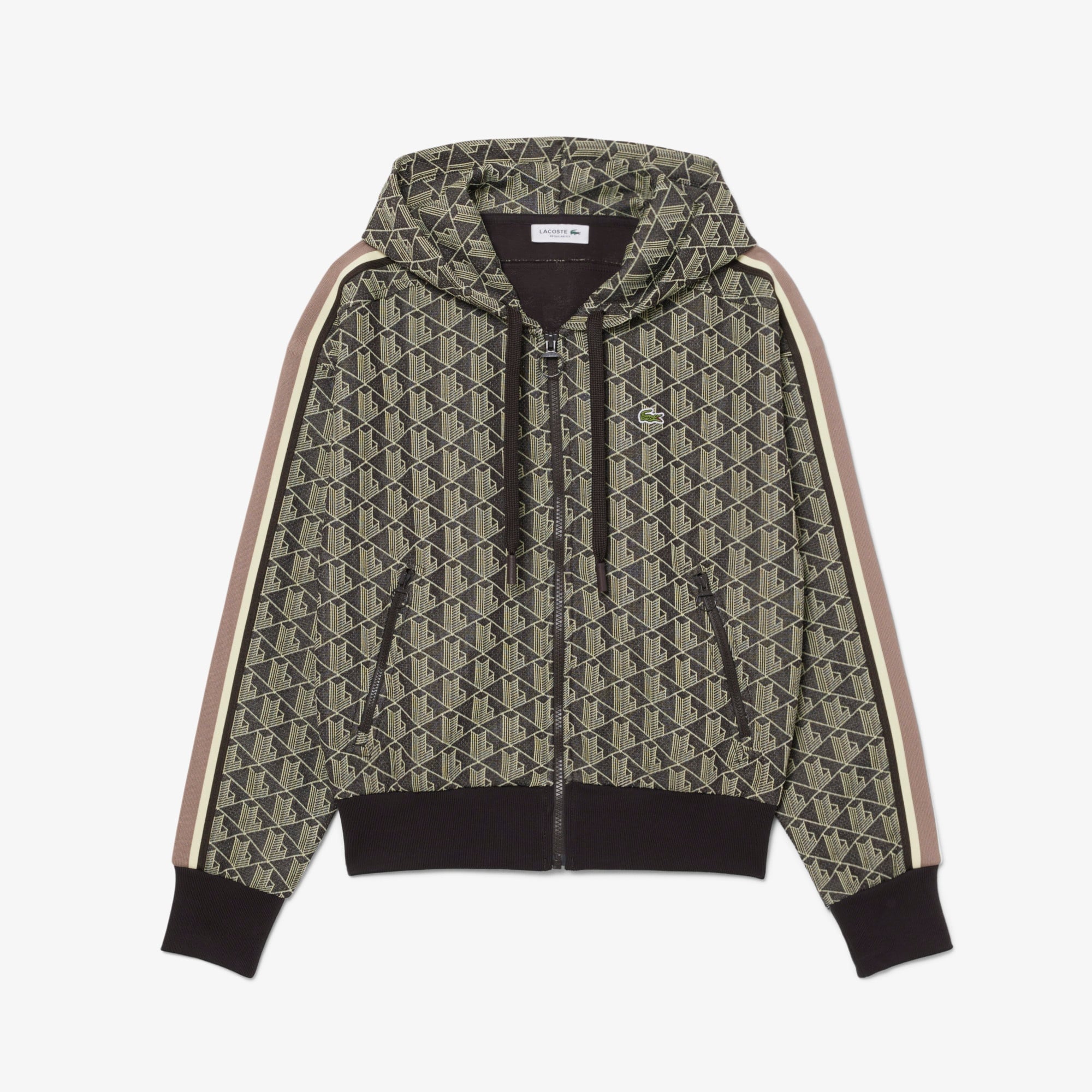 Kadın Regular Fit Fermuarlı Monogram Kahverengi Sweatshirt