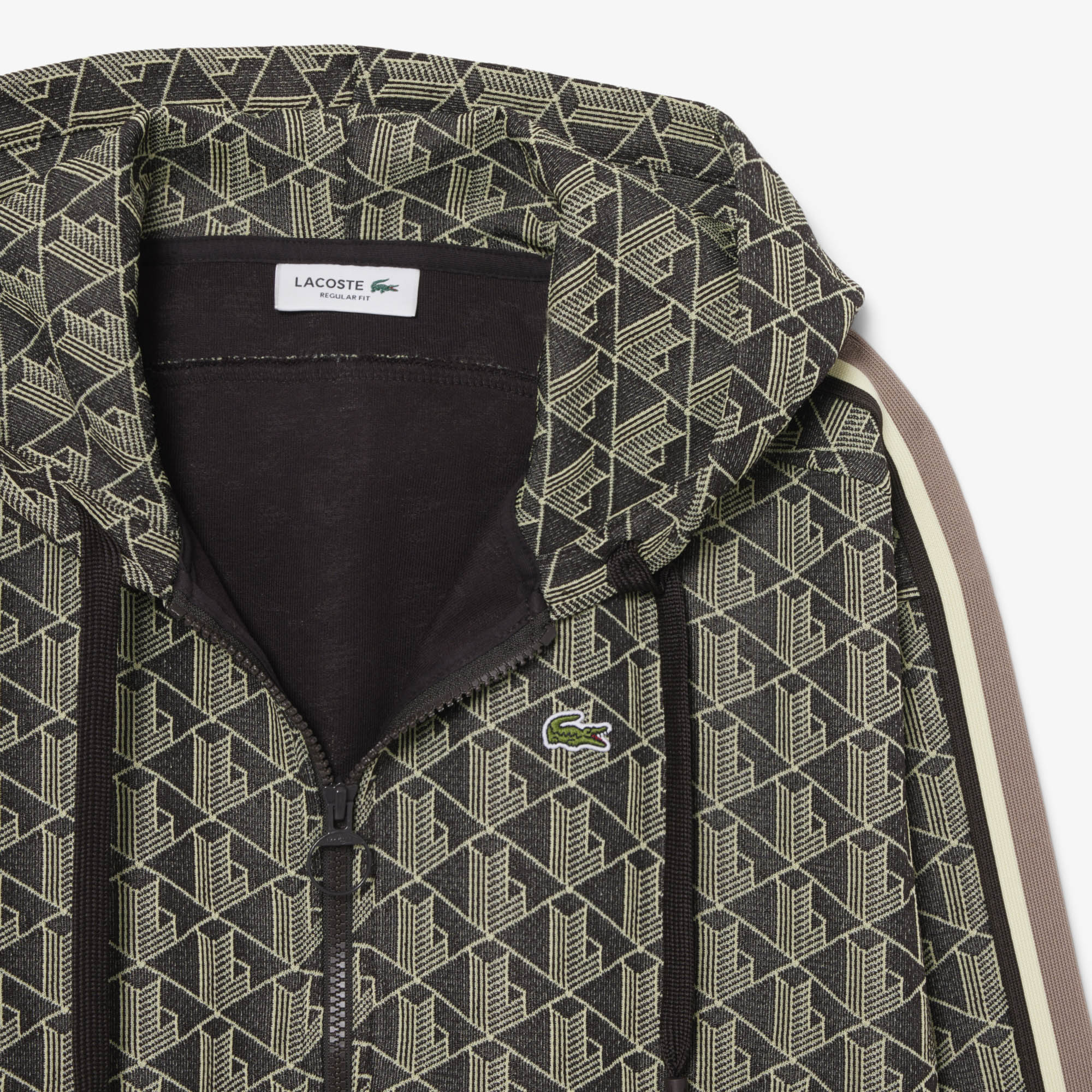 Lacoste Kadın Regular Fit Fermuarlı Monogram Kahverengi Sweatshirt görsel 6