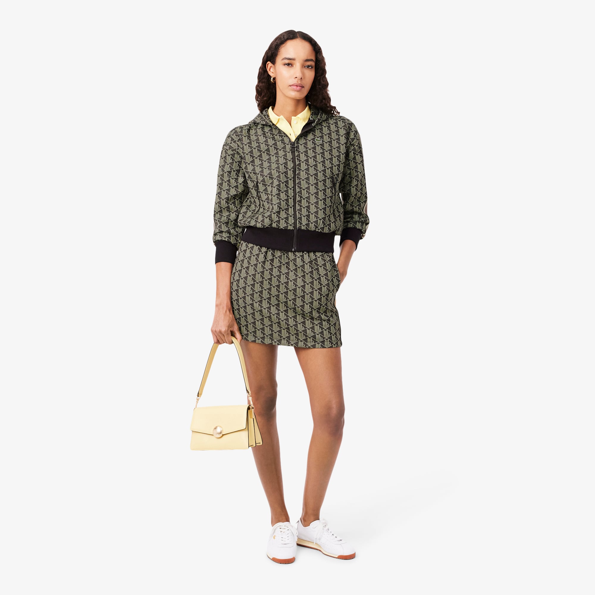 Lacoste Kadın Regular Fit Fermuarlı Monogram Kahverengi Sweatshirt görsel 4
