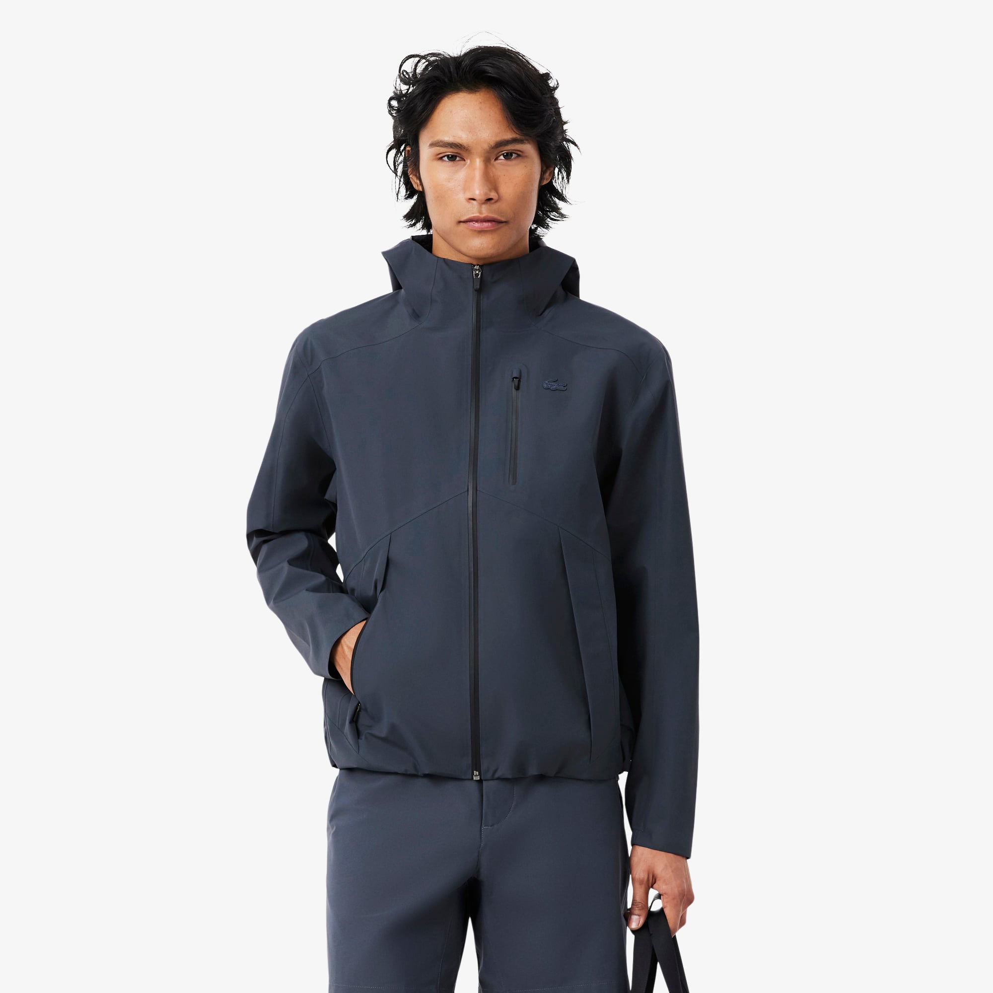 Lacoste Erkek Kapüşonlu Lacivert Yağmurluk