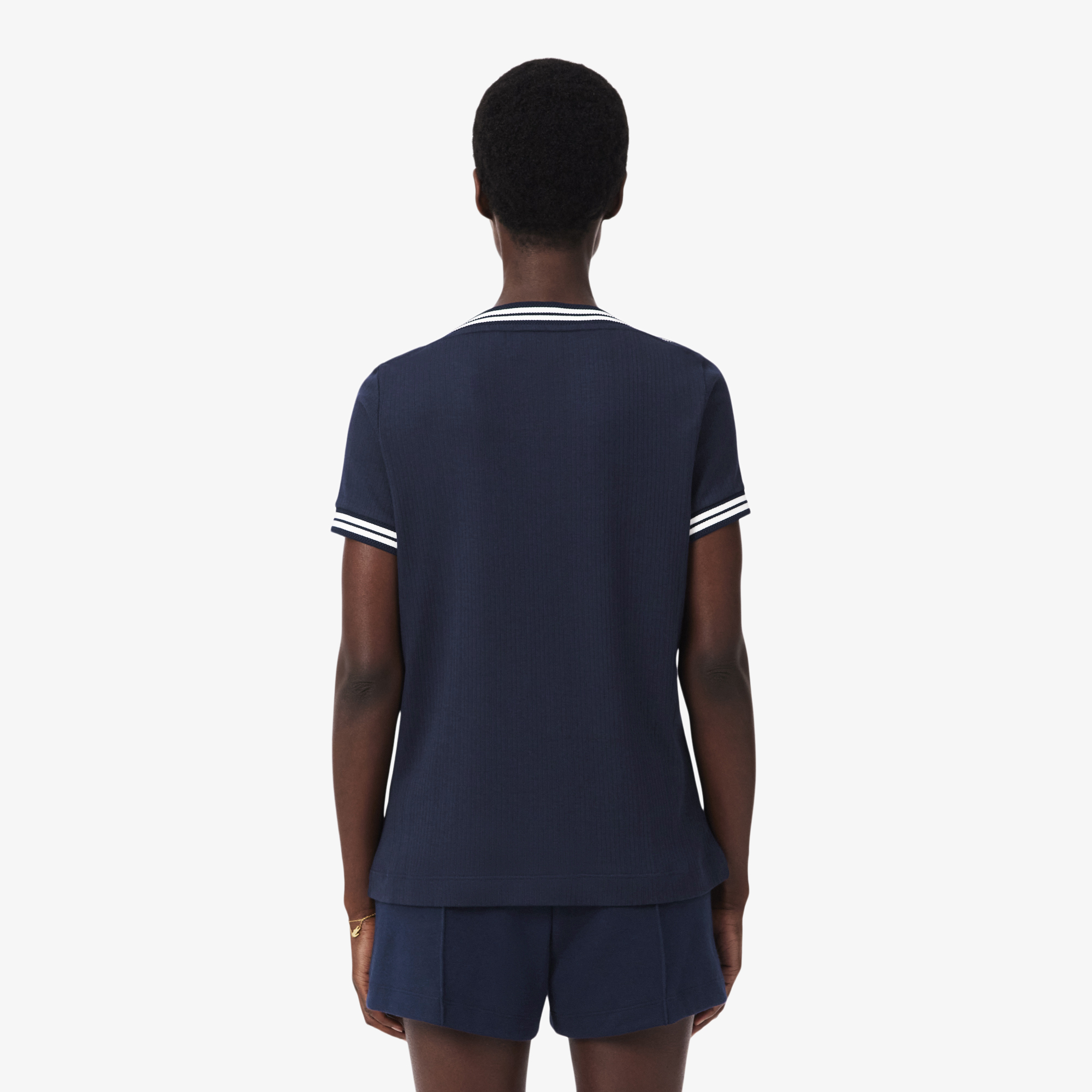 Lacoste Kadın Regular Fit Bisiklet Yaka Lacivert T-Shirt görsel 3