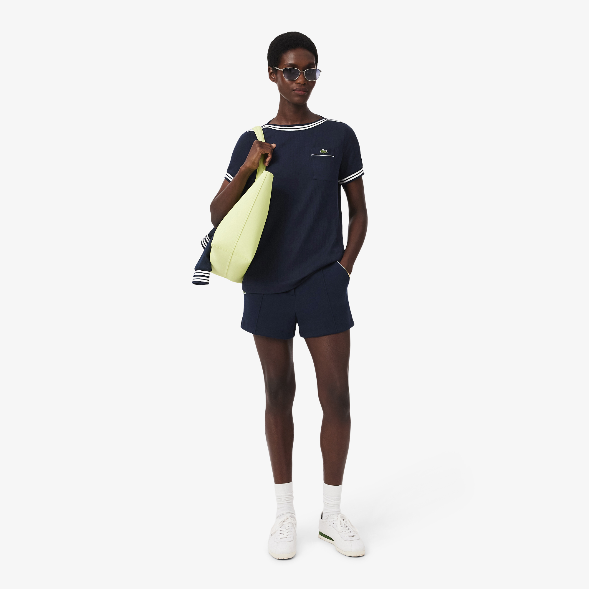 Lacoste Kadın Regular Fit Bisiklet Yaka Lacivert T-Shirt görsel 4