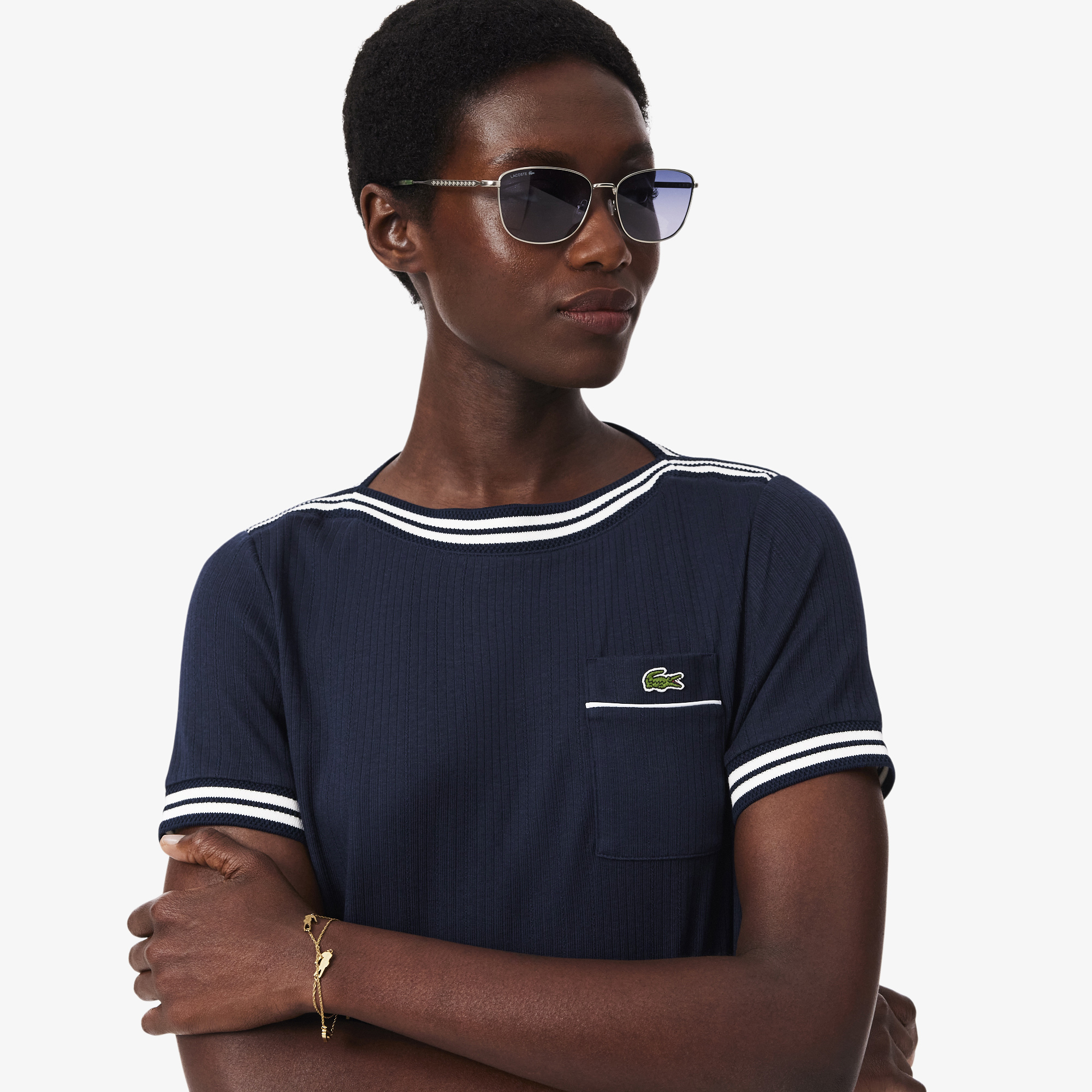 Lacoste Kadın Regular Fit Bisiklet Yaka Lacivert T-Shirt görsel 2