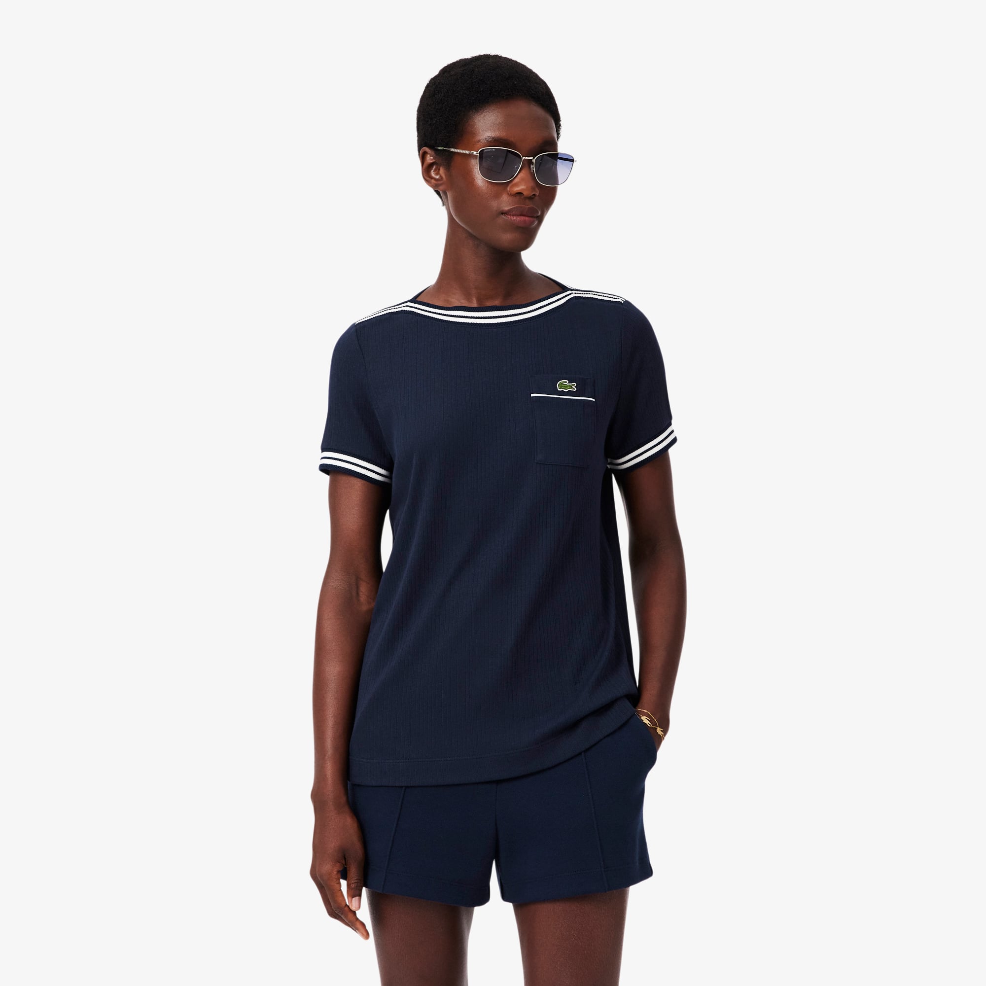 Lacoste Kadın Regular Fit Bisiklet Yaka Lacivert T-Shirt