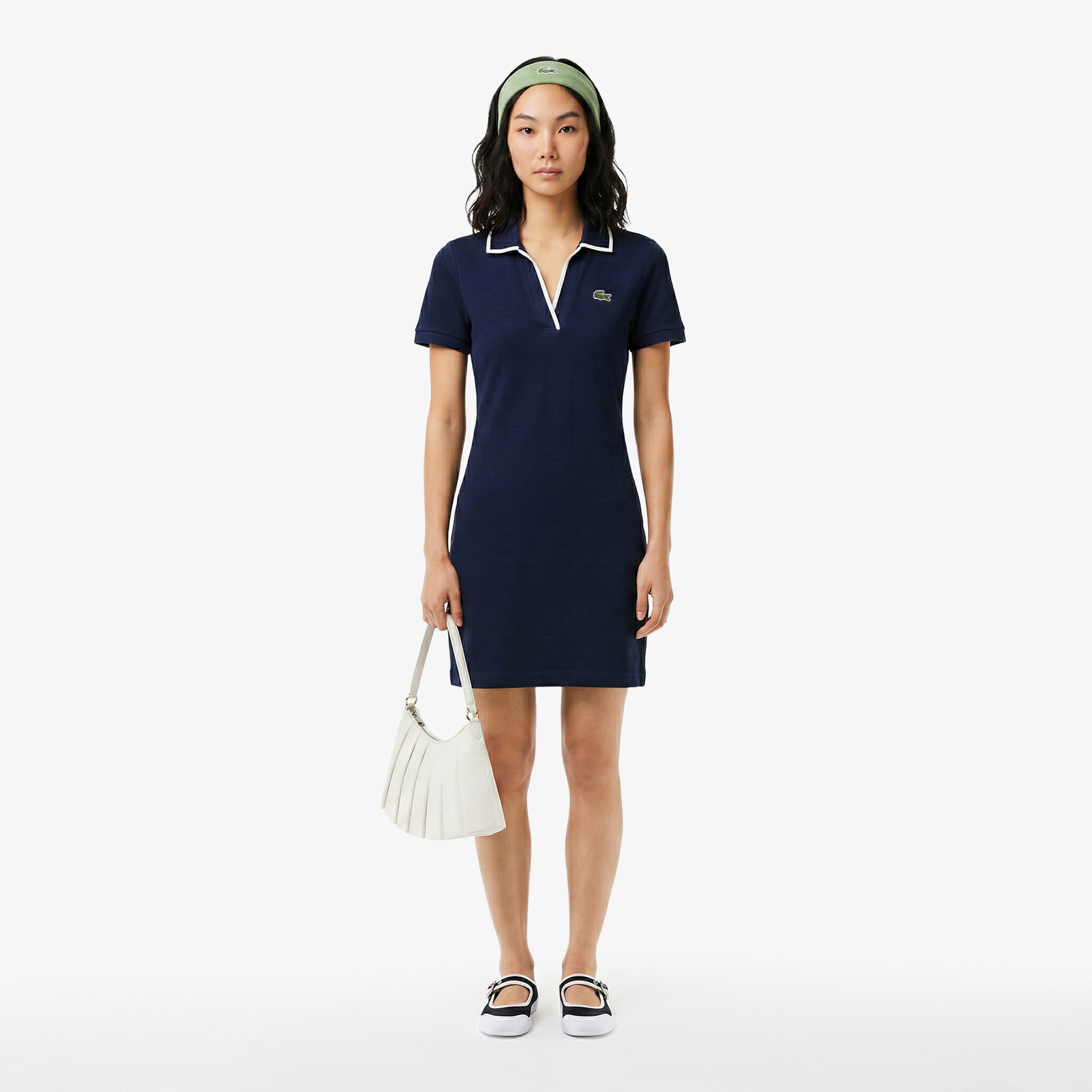 Kadın Classic Fit Kısa Kollu Polo Yaka Lacivert Elbise