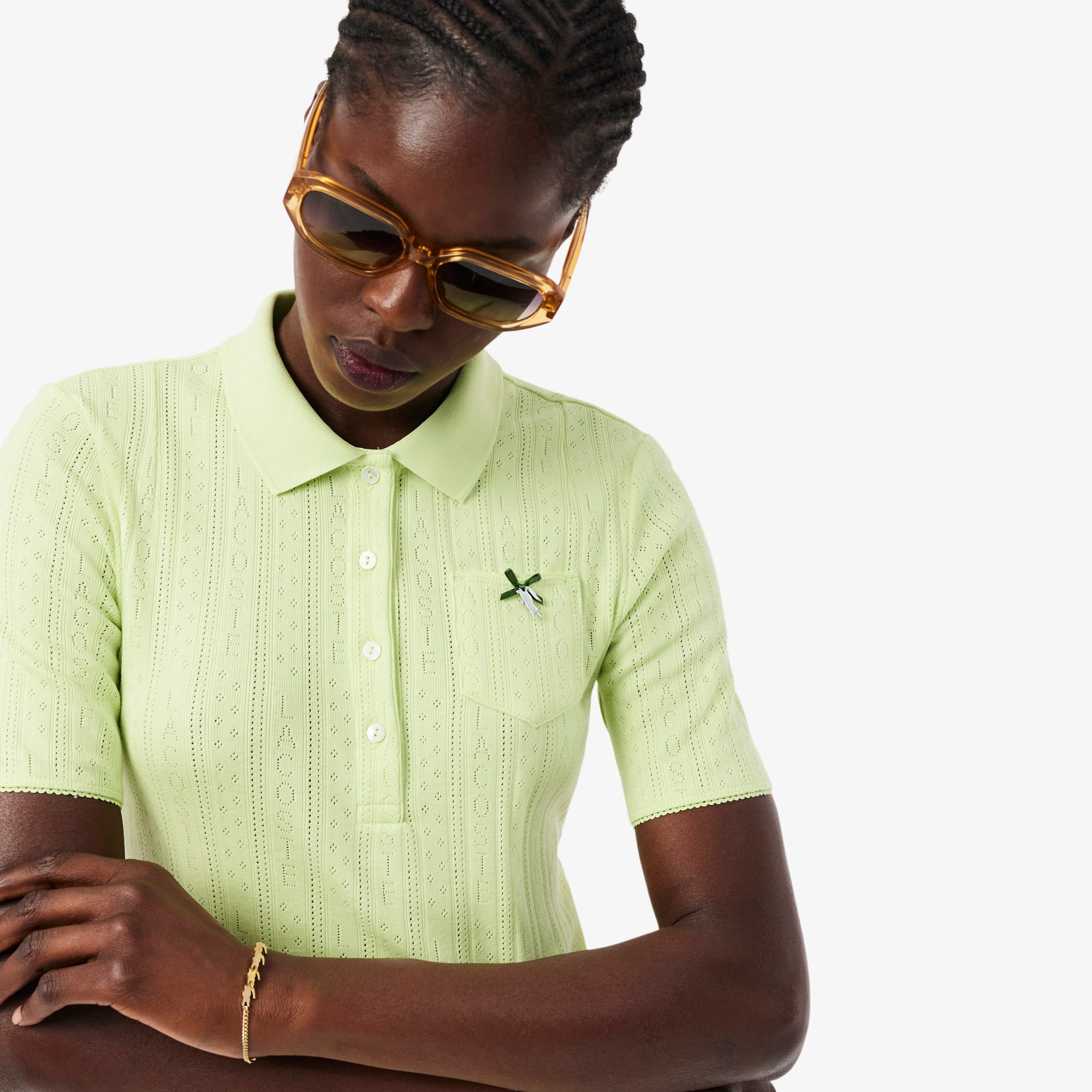 Lacoste L.12.D Kadın Slim Fit Yeşil Polo görsel 2