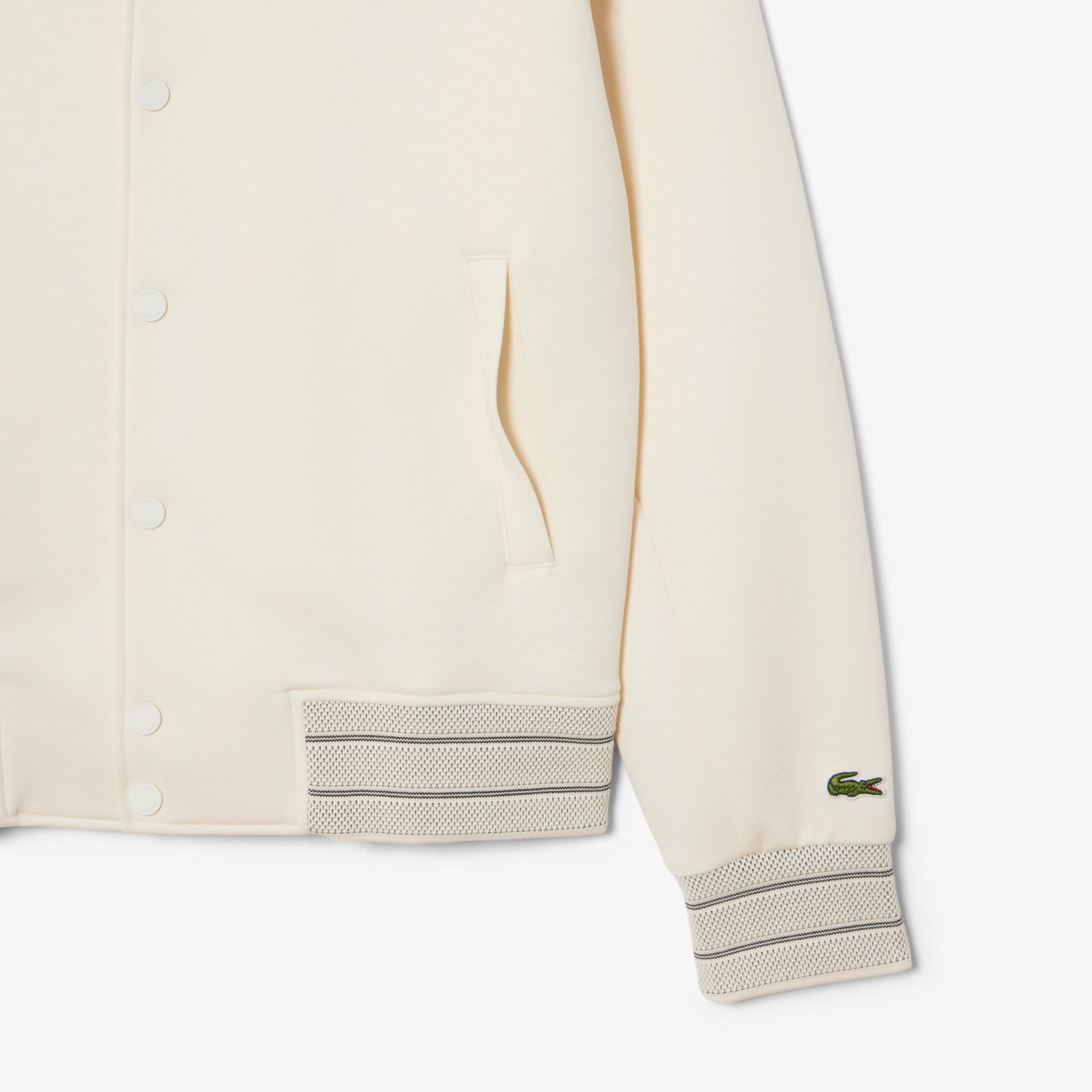 Lacoste Erkek Classic Fit Krem Bomber Ceket görsel 7