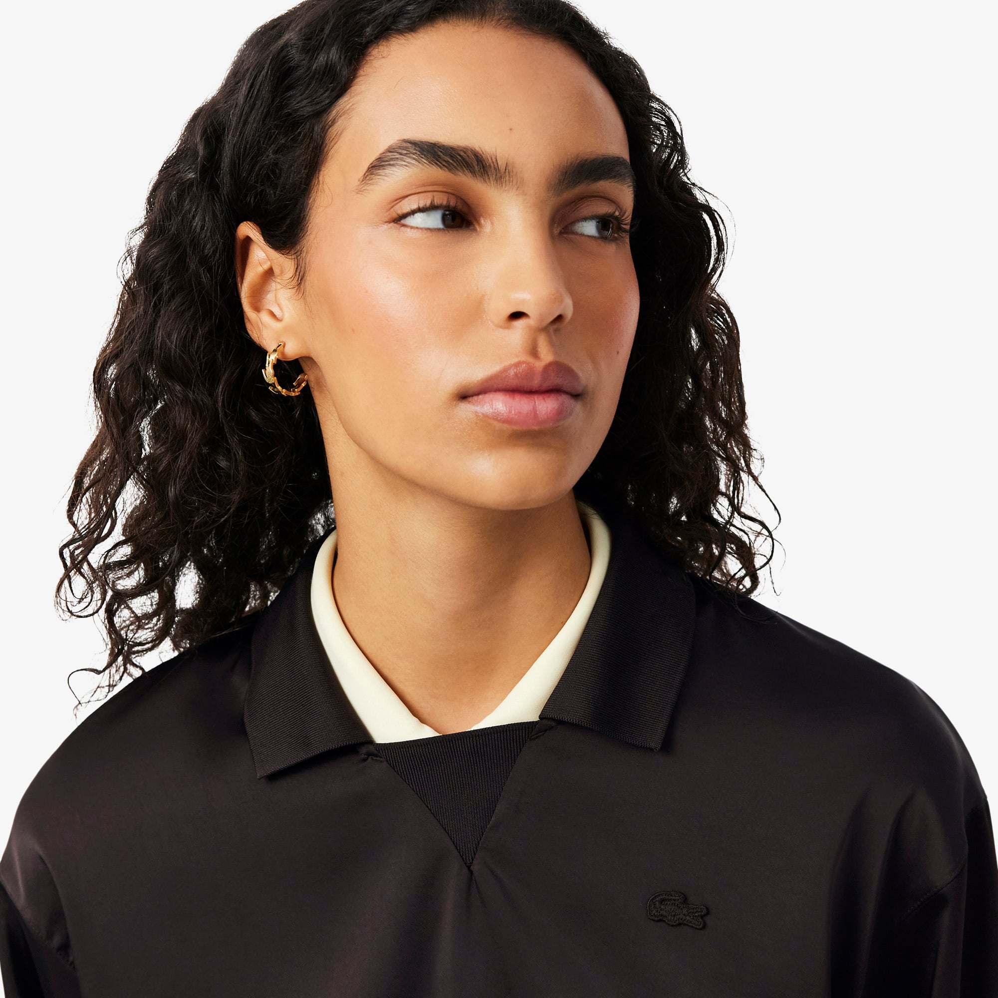 Lacoste Kadın Relaxed Fit Koyu Kahverengi Polo görsel 2
